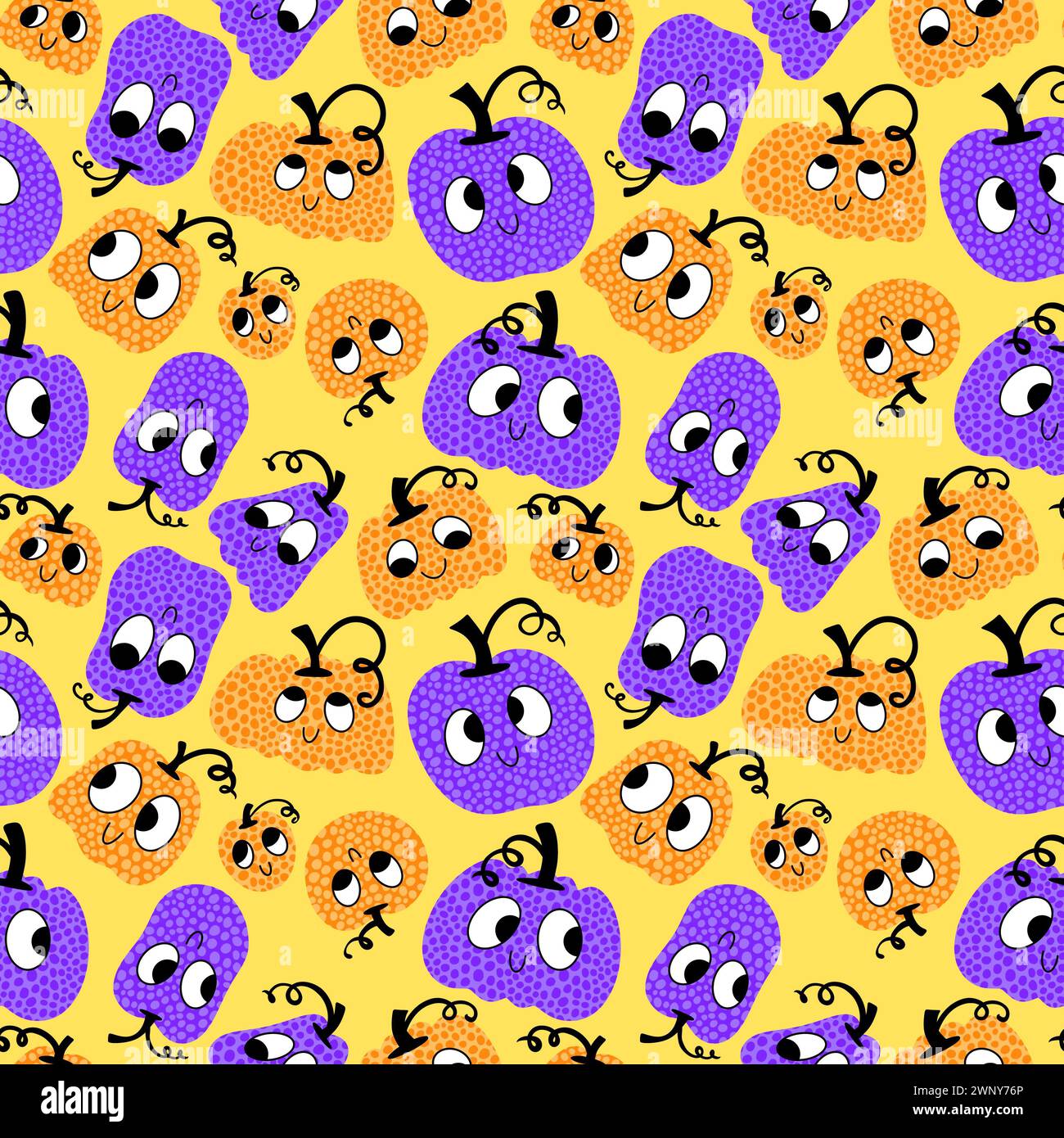 Halloween pumpkins seamless monsters pattern for wrapping paper and ...