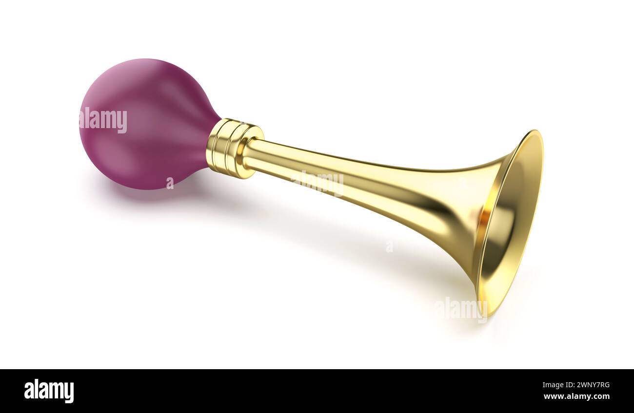 Golden bicycle bulb horn on white background Stock Photo Alamy