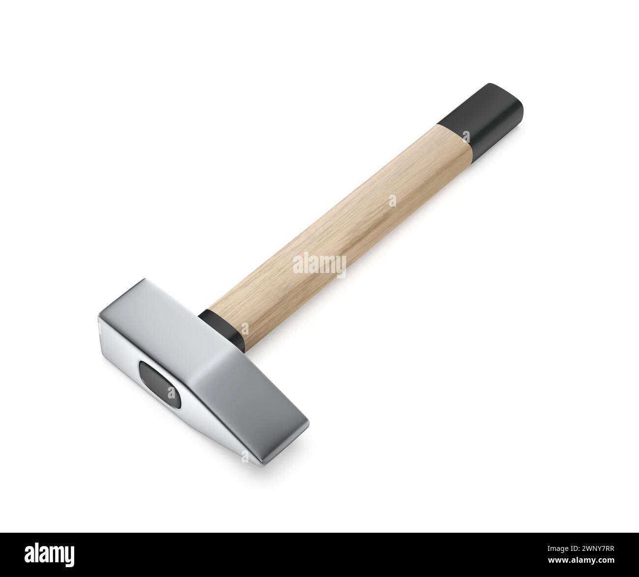 Hammer with wooden handle on a white background Stock Photo