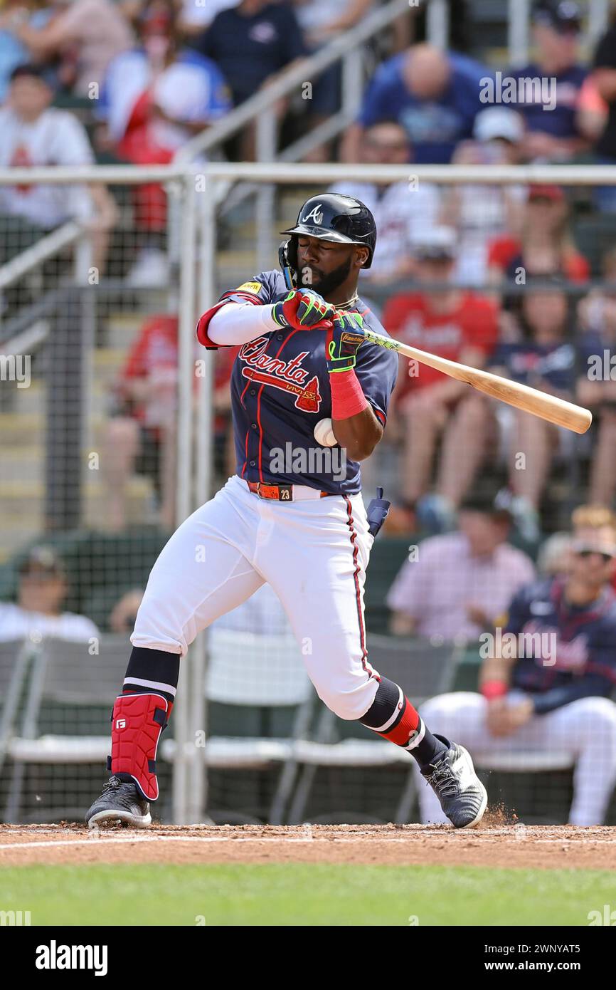 Atlanta Braves center fielder Michael Harris II (23) waits for the