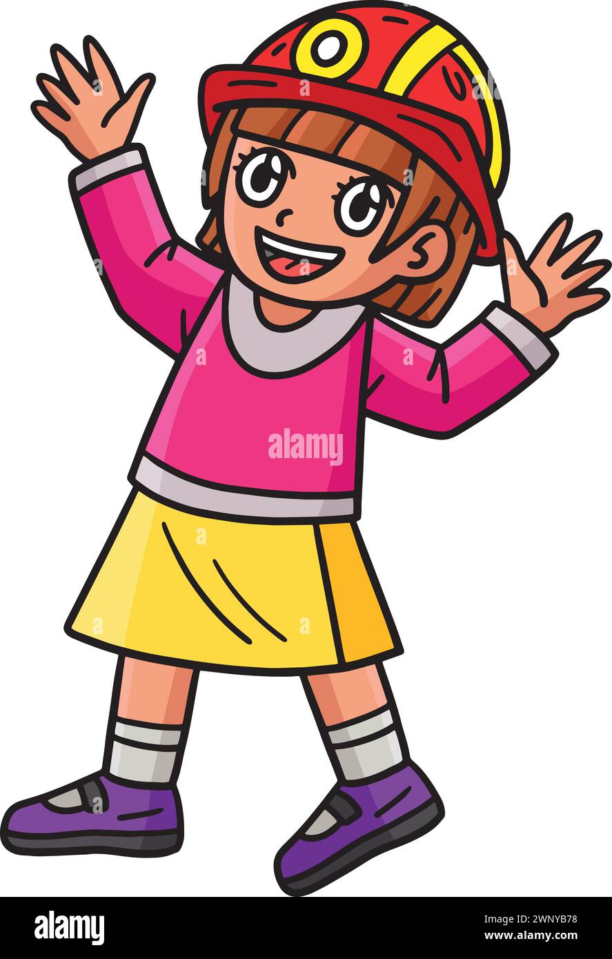 Child with Firefighter Hat Cartoon Colored Clipart Stock Vector