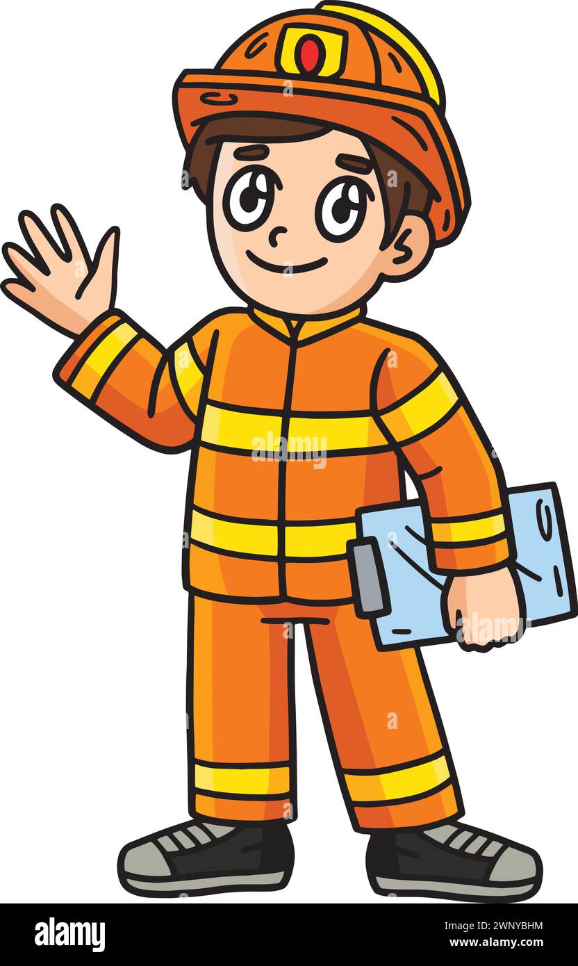 Firefighter with Handbag Cartoon Colored Clipart Stock Vector Image ...