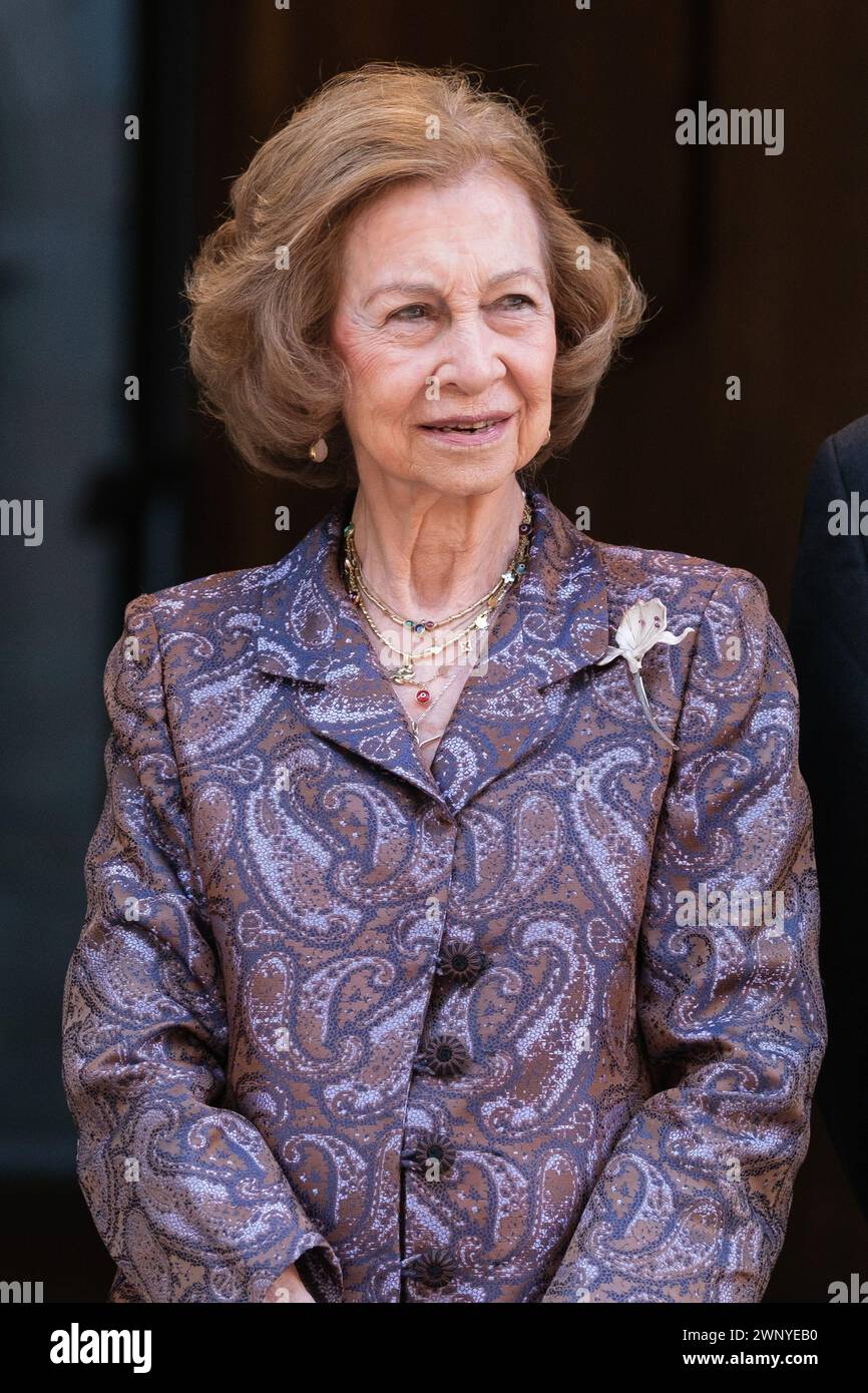 Madrid, Spain. 04th Mar, 2024. Queen Sofia attends the 'Iberoamerican Patronage Awards' by the Callia Foundation 2024 at Real Academia de Bellas Artes on March 04, 2024 in Madrid, Spain. (Photo by Oscar Gonzalez/Sipa USA) (Photo by Oscar Gonzalez/Sipa USA) Credit: Sipa USA/Alamy Live News Stock Photo