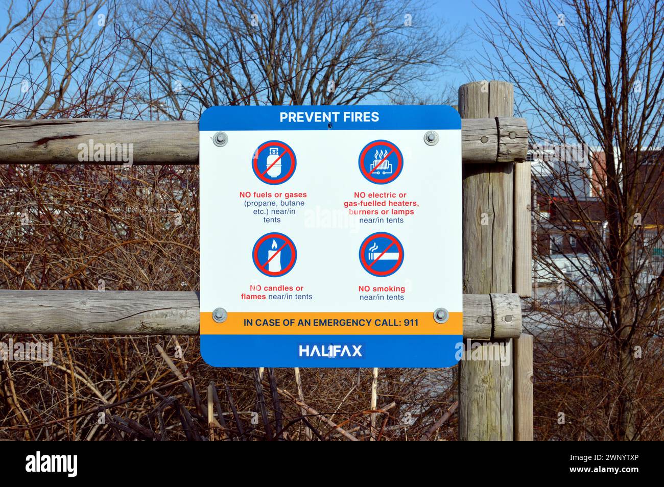 Fire prevention signage posted by the Halifax municipal government next