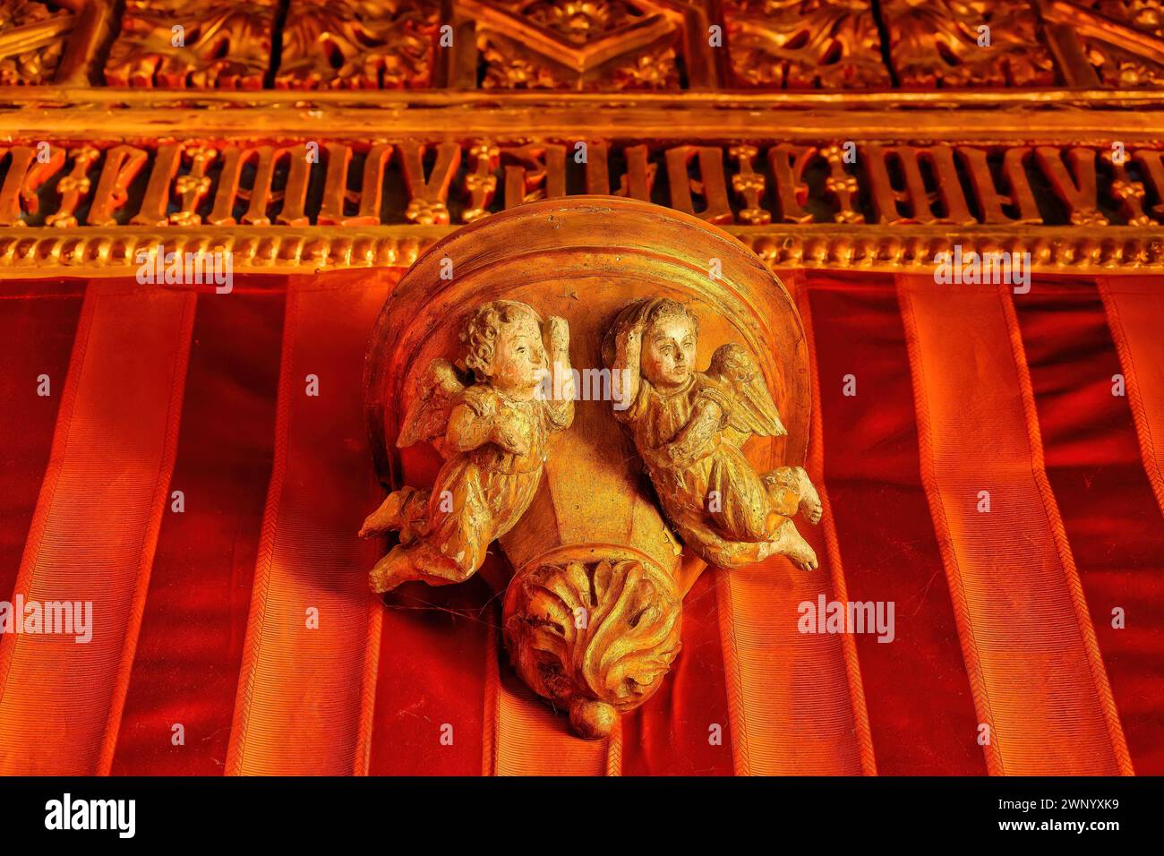 Ancient sculpture of angels decoration in alcazar of SEGOVIA, SPAIN Stock Photo