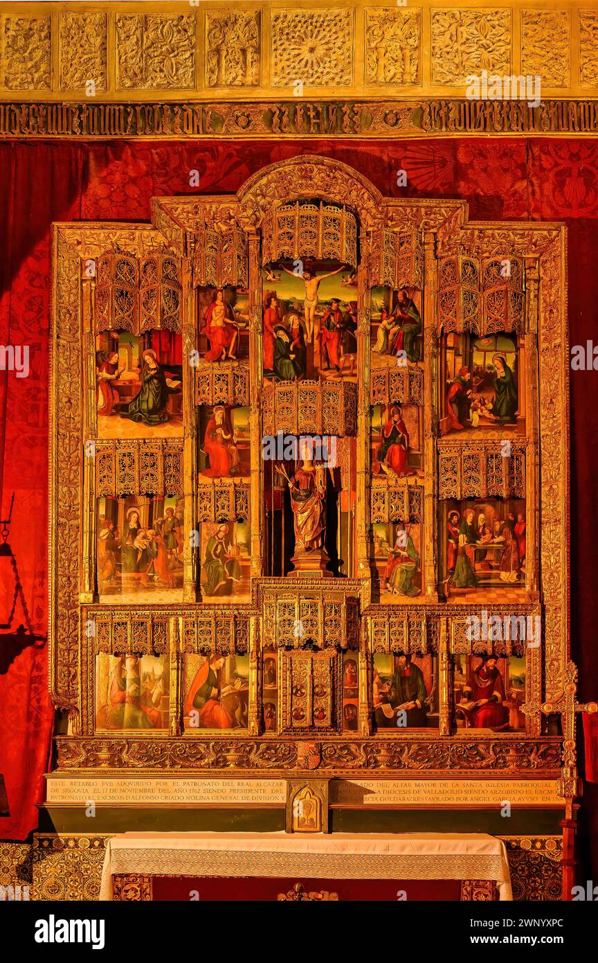 Catholic Christian Altar inside of Alcazar of SEGOVIA, SPAIN Stock Photo