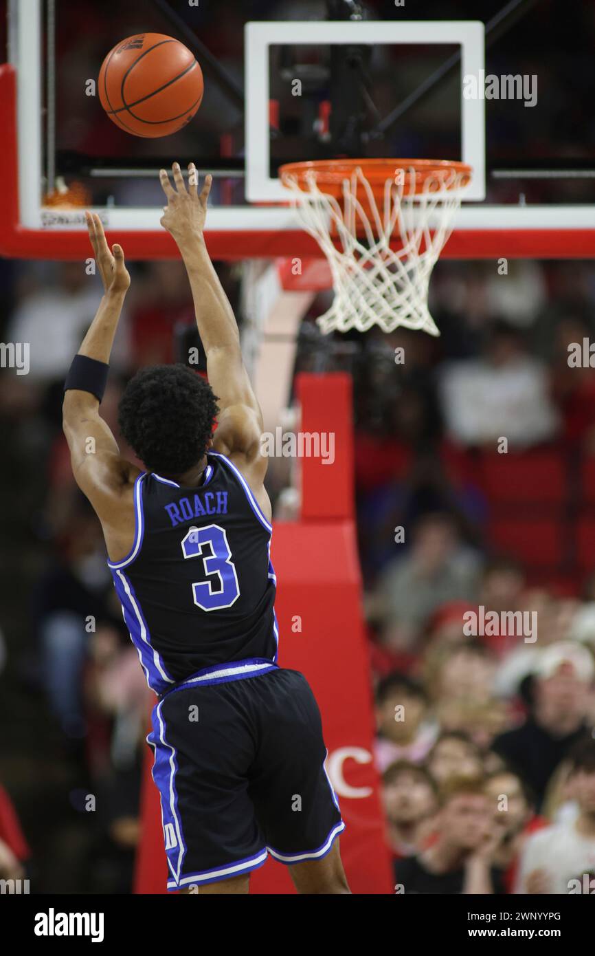 RALEIGH, NC - MARCH 04: Duke Blue Devils guard Jeremy Roach (3) shoots ...