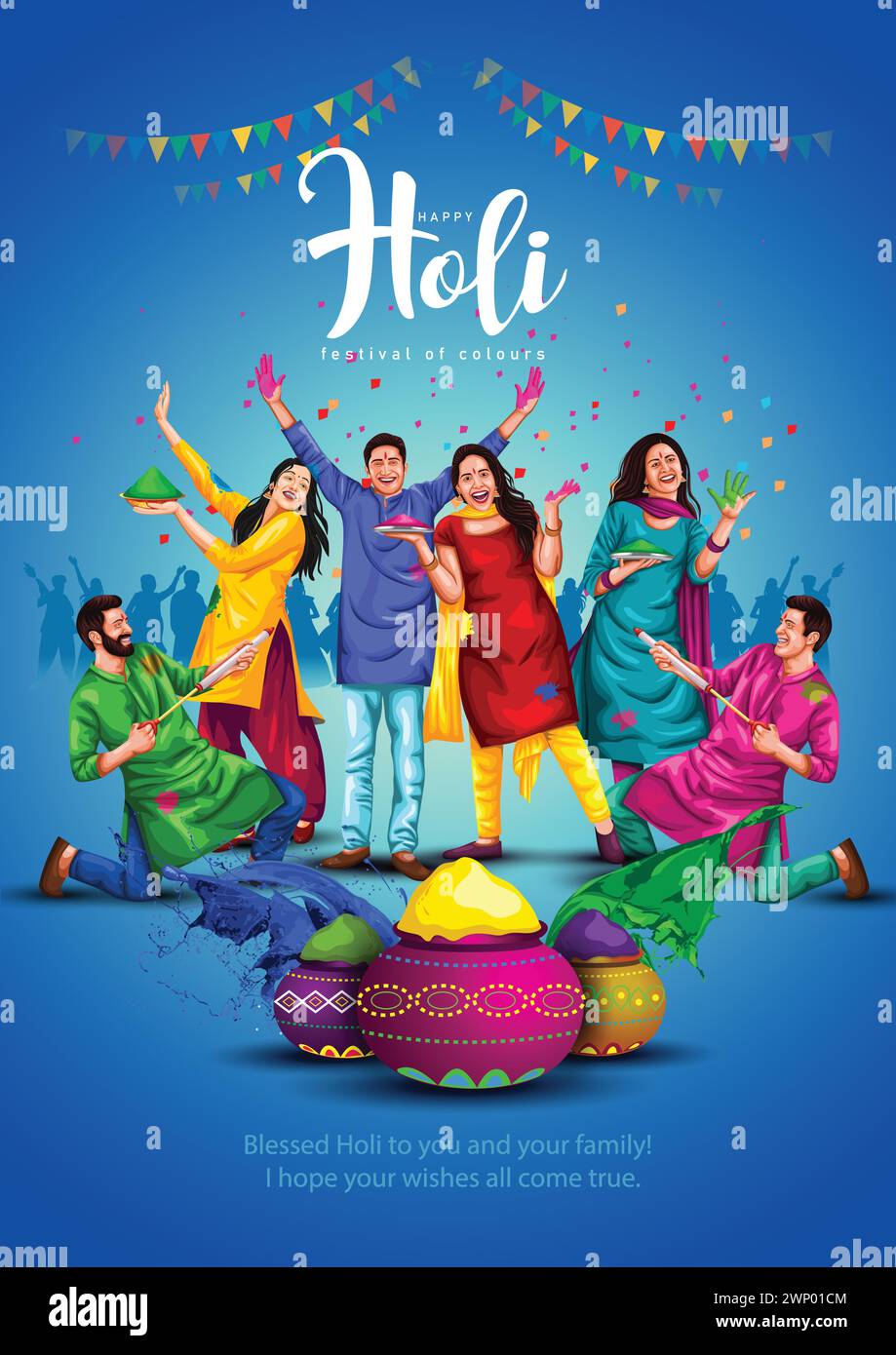 Happy Holi festival of India background. group of people celebrating