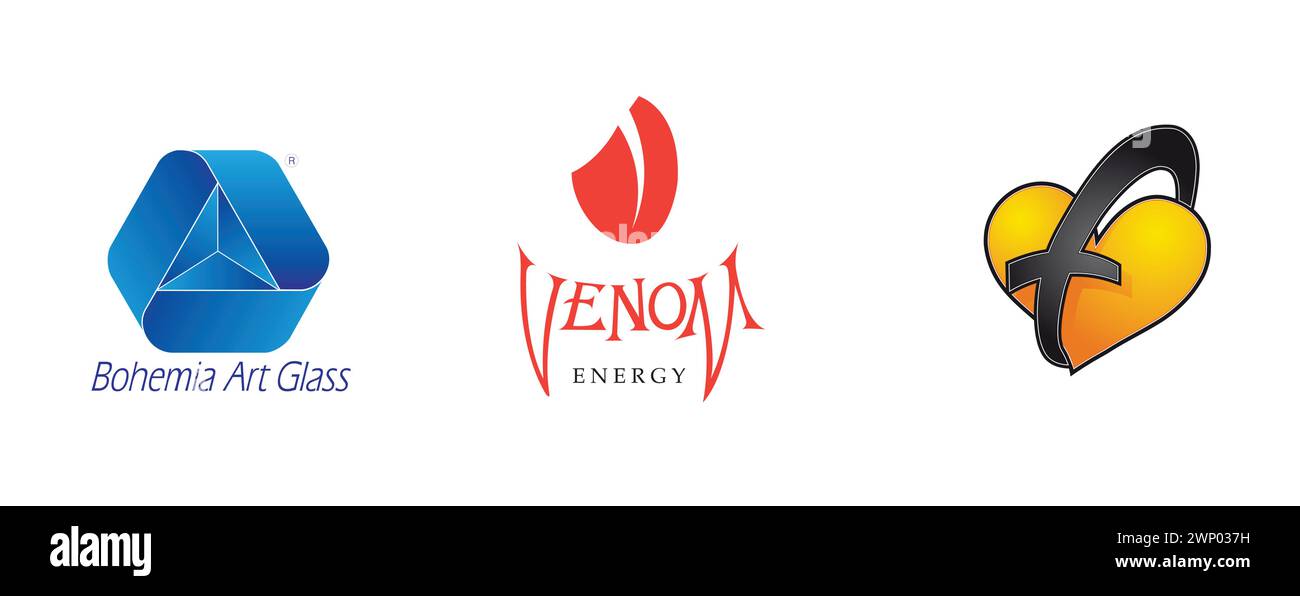 Ferrigno designe in love, Venom Energy, Bohemia Art Glass. Most popular arts and design logo collection. Stock Vector