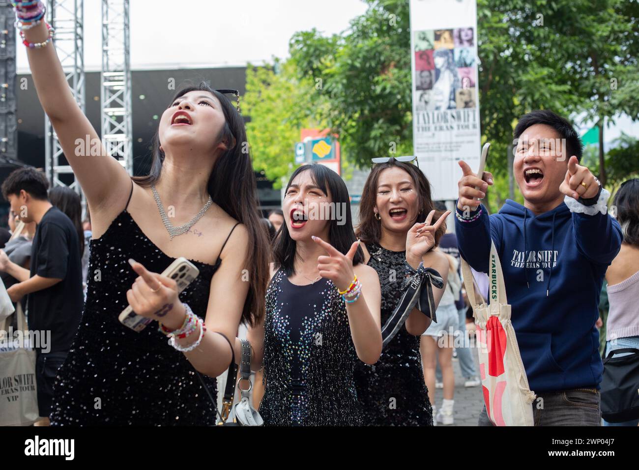 4th March 2024. Cheery fans in high spirits is singing Swifties song at Taylor Swift The Eras Tour concert, Singapore. Stock Photo