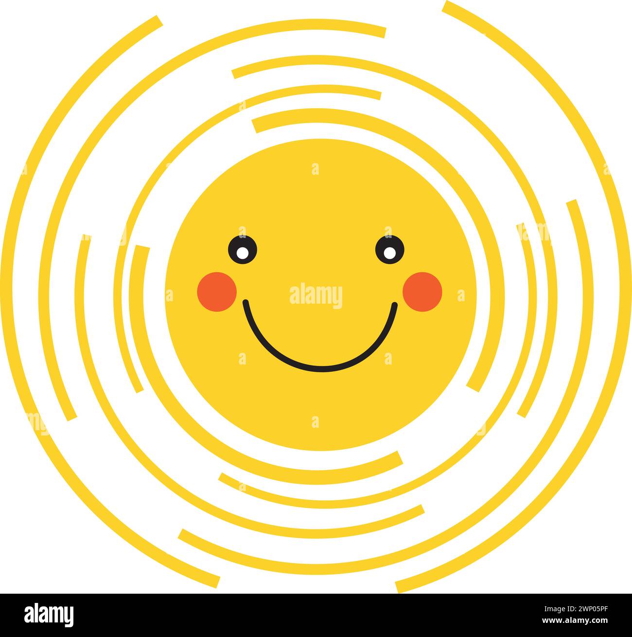 Cute sun with smile for sticker Stock Vector