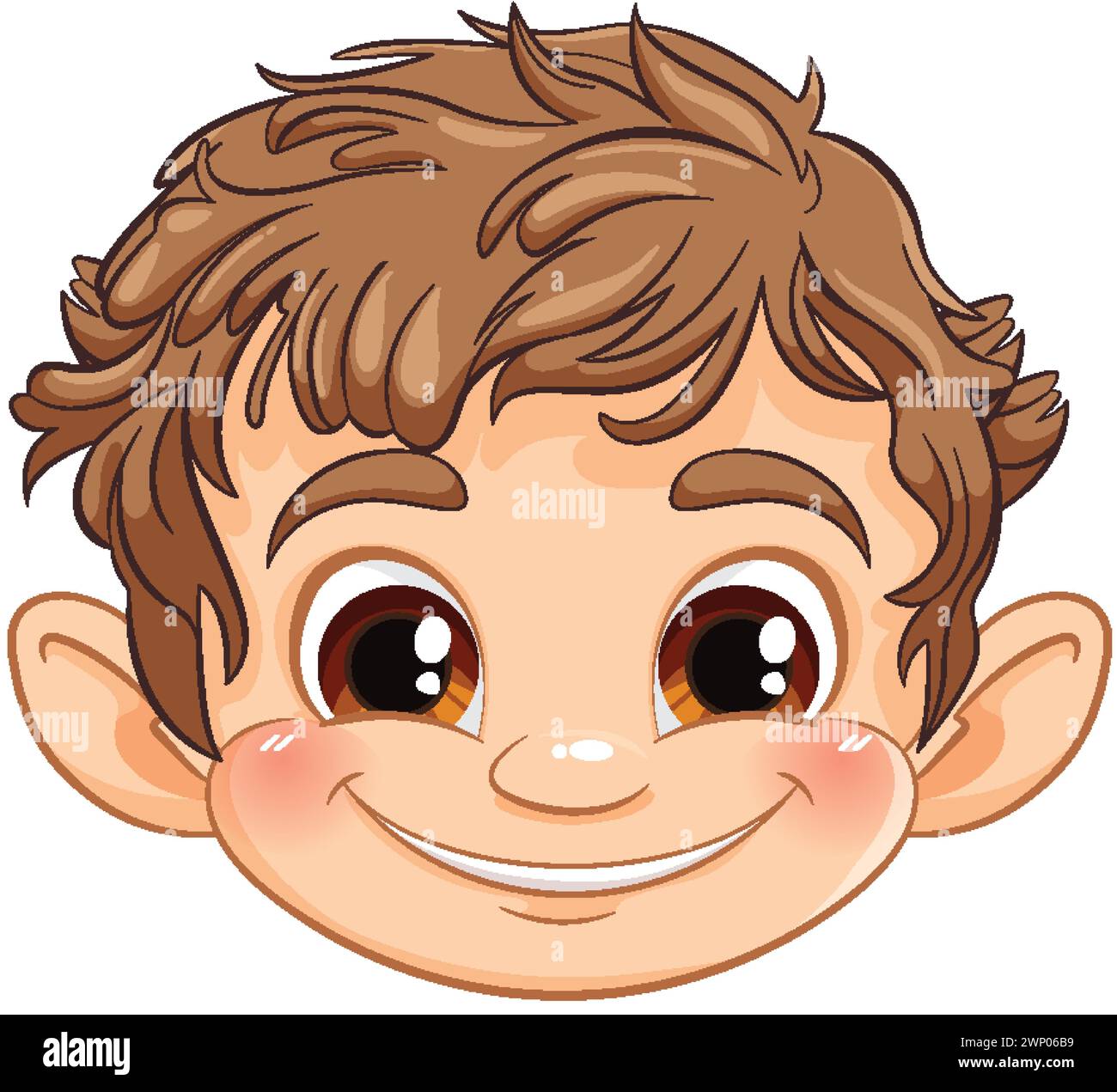 Vector illustration of a smiling young boy's face Stock Vector Image ...