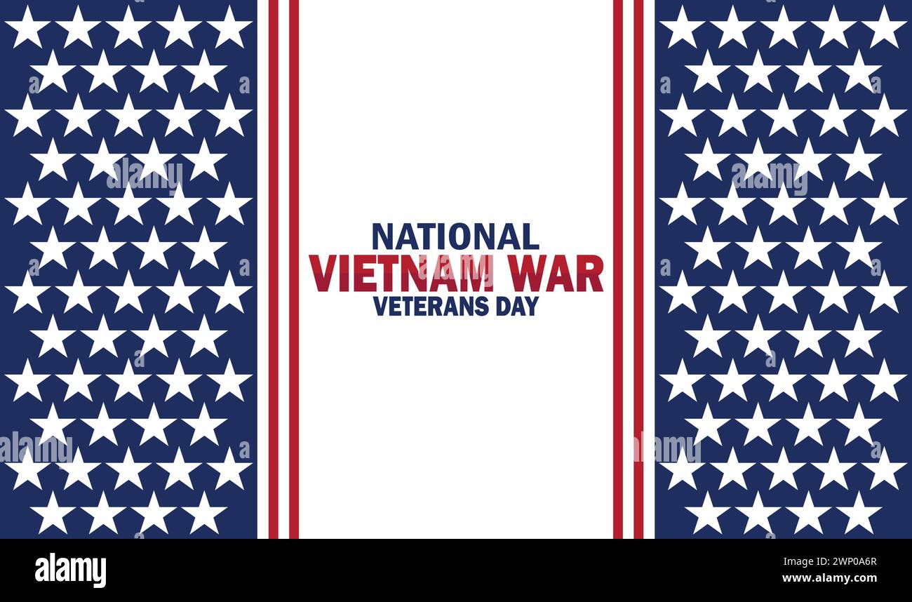 National Vietnam War Veterans Day wallpaper with shapes and typography. National Vietnam War Veterans Day, background Stock Vector