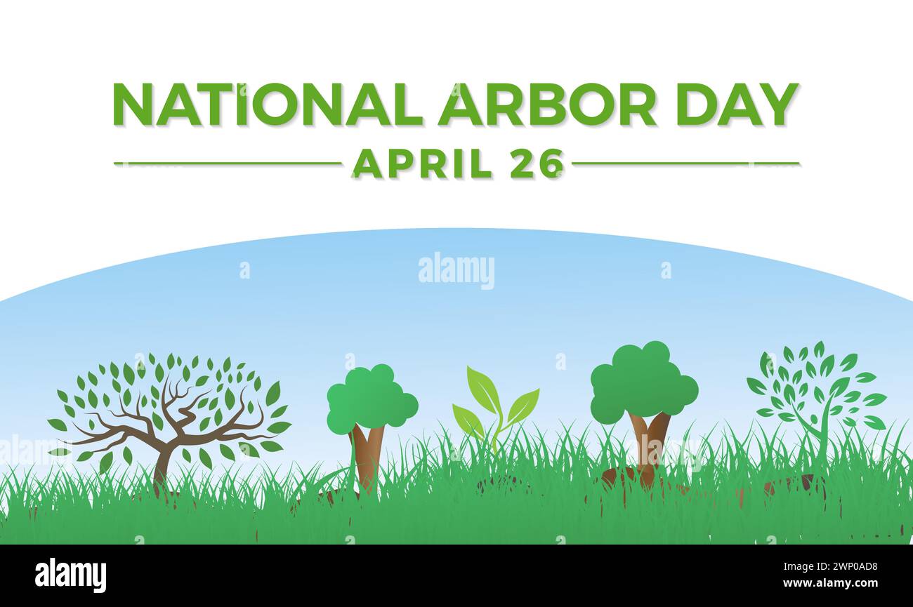 National Arbor Day celebrated every year of April 26, Vector banner ...