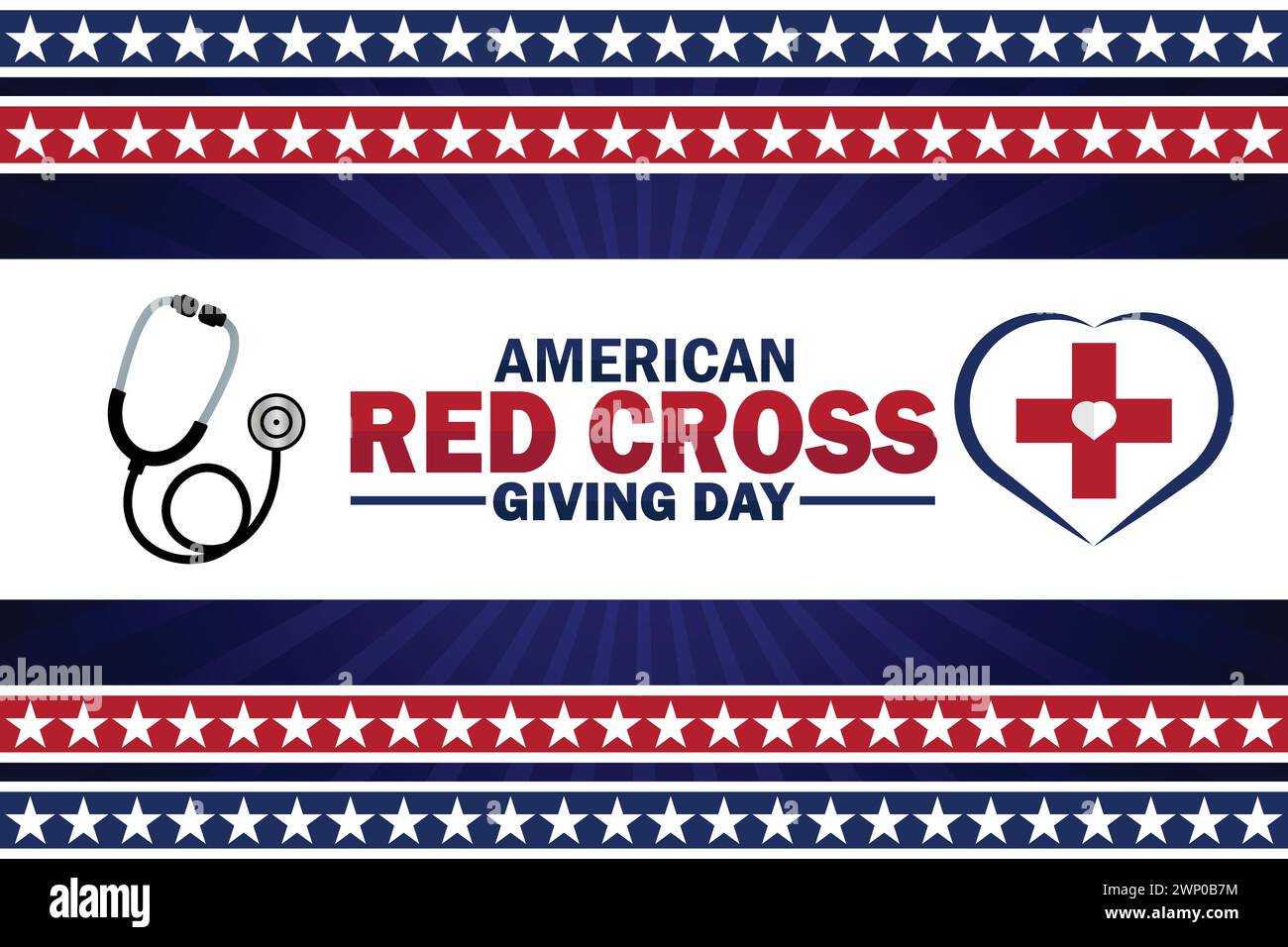 American Red Cross Giving Day wallpaper with typography. American Red Cross Giving Day, background Stock Vector