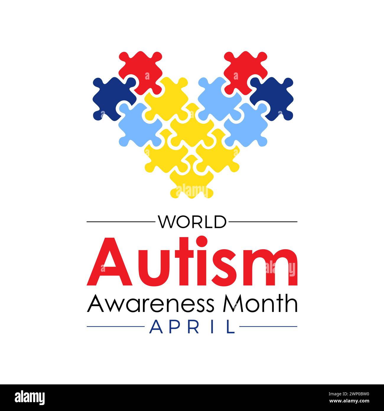 National Autism Awareness Month Observed every year of April, Vector