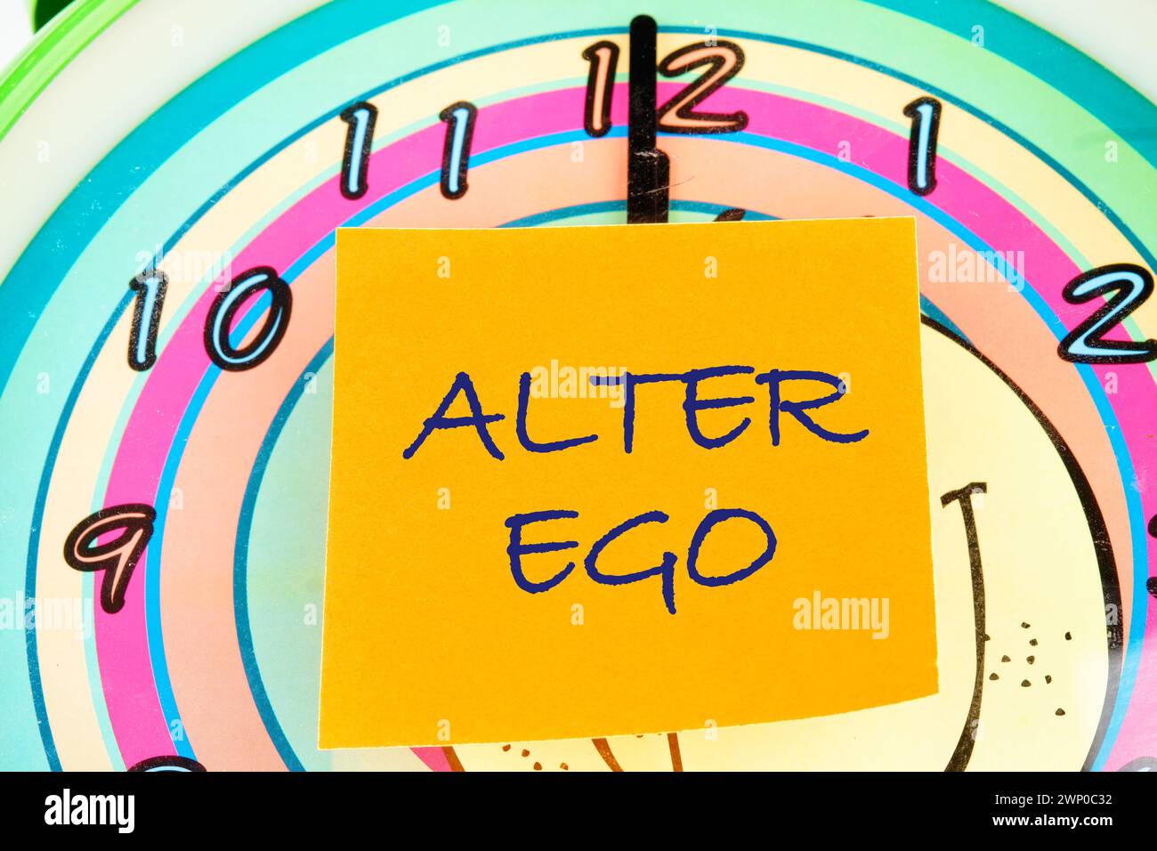 Text Alter ego is translated from Latin as the second self. a real or invented alternative personality of a person. Stock Photo