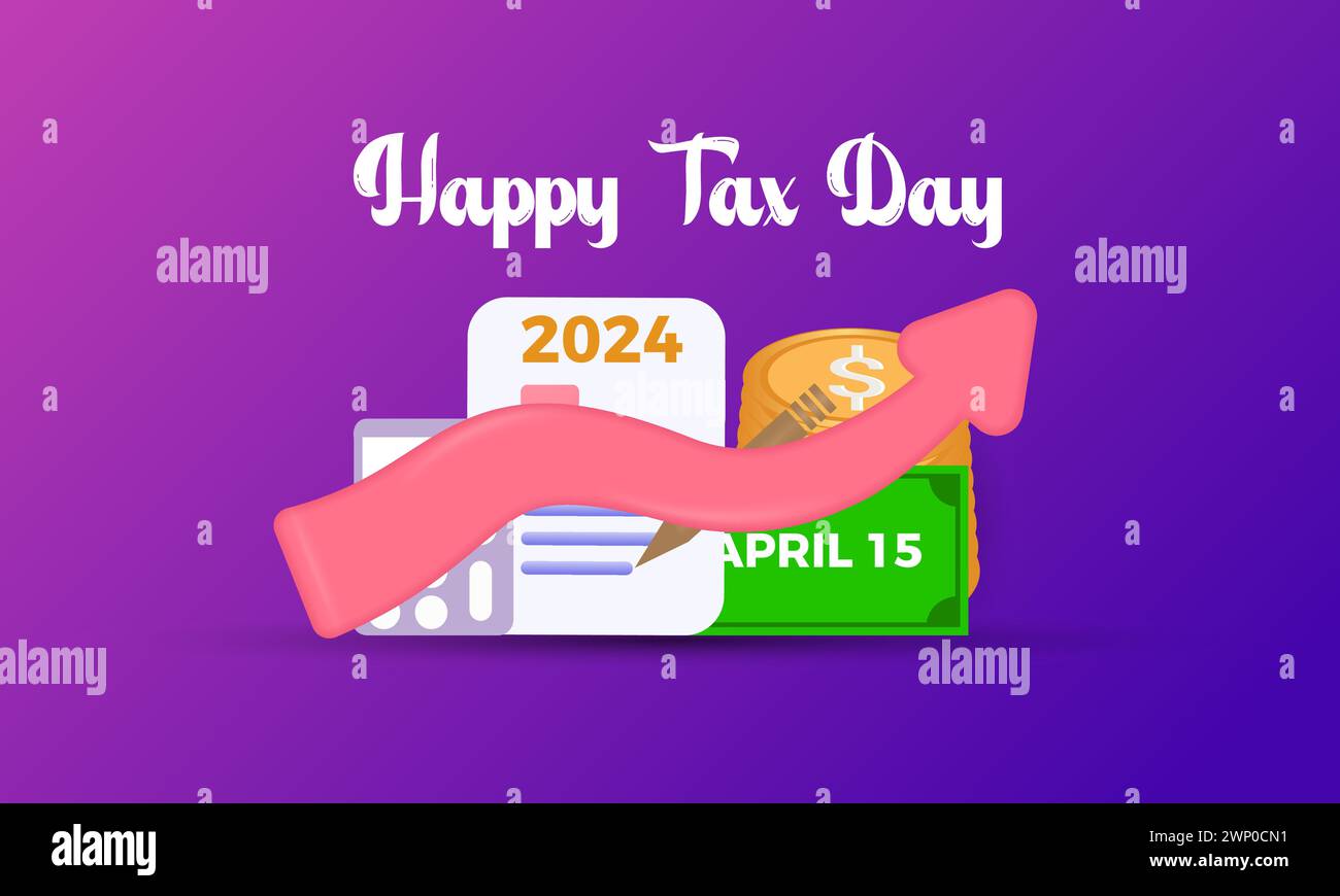 Tax Day celebrated every year of April 15th, Vector banner, flyer, poster and social medial