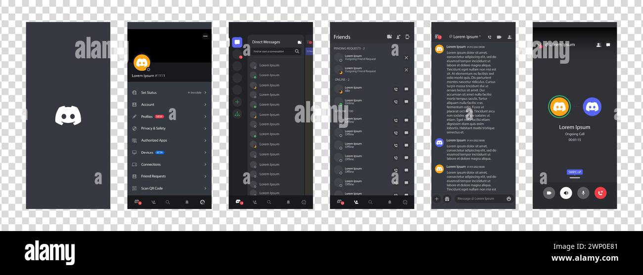 Discord Social media interface. Discord mobile application from ...