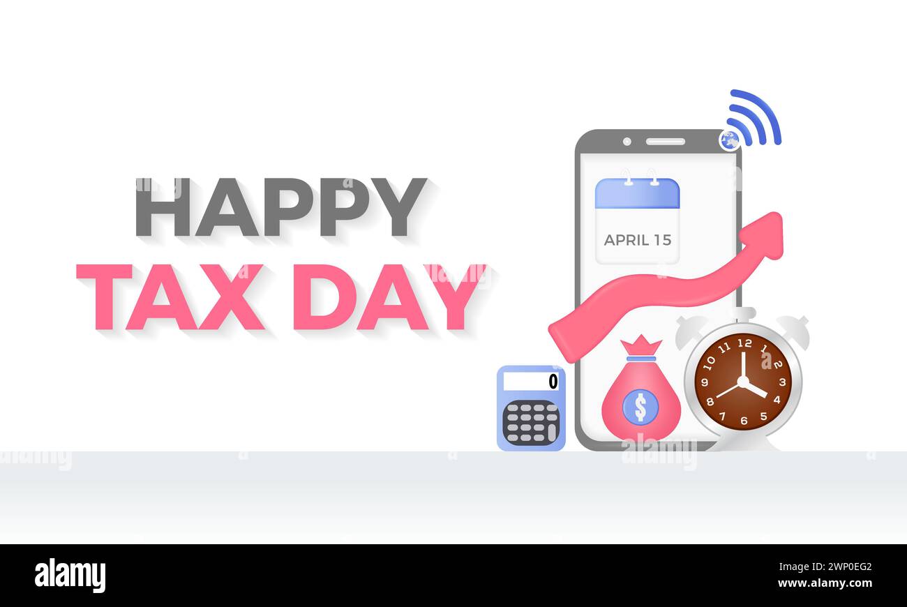Tax Day celebrated every year of April 15th, Vector banner, flyer, poster and social medial