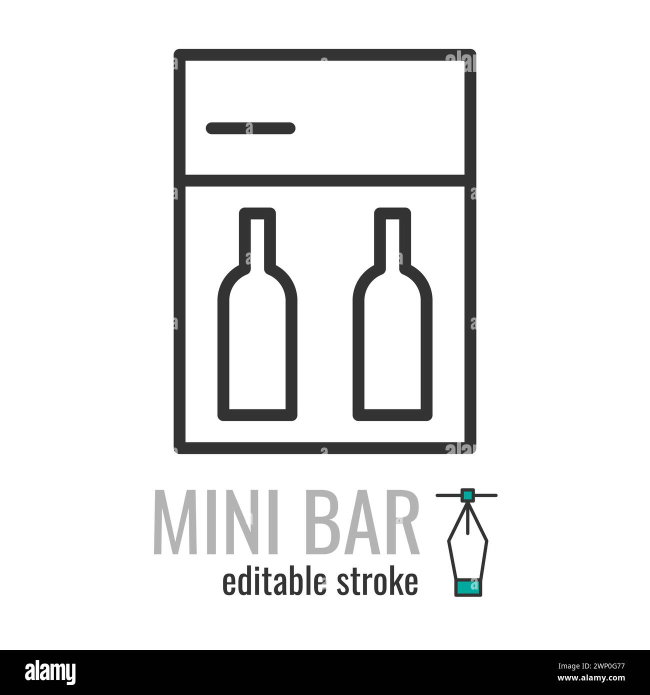 Mini bar line icon. hotel mini refrigerator symbol. Minibar pictogram