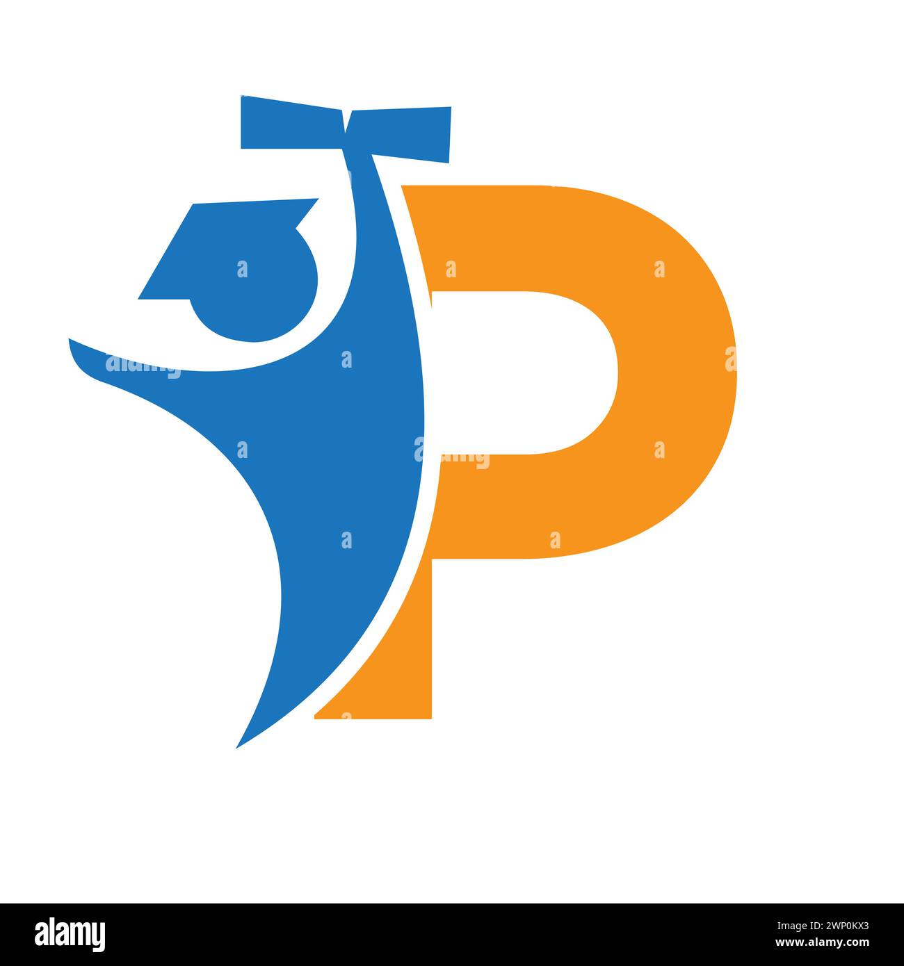 Letter P Education Logo Design. Graduation Symbol With Human Holding ...