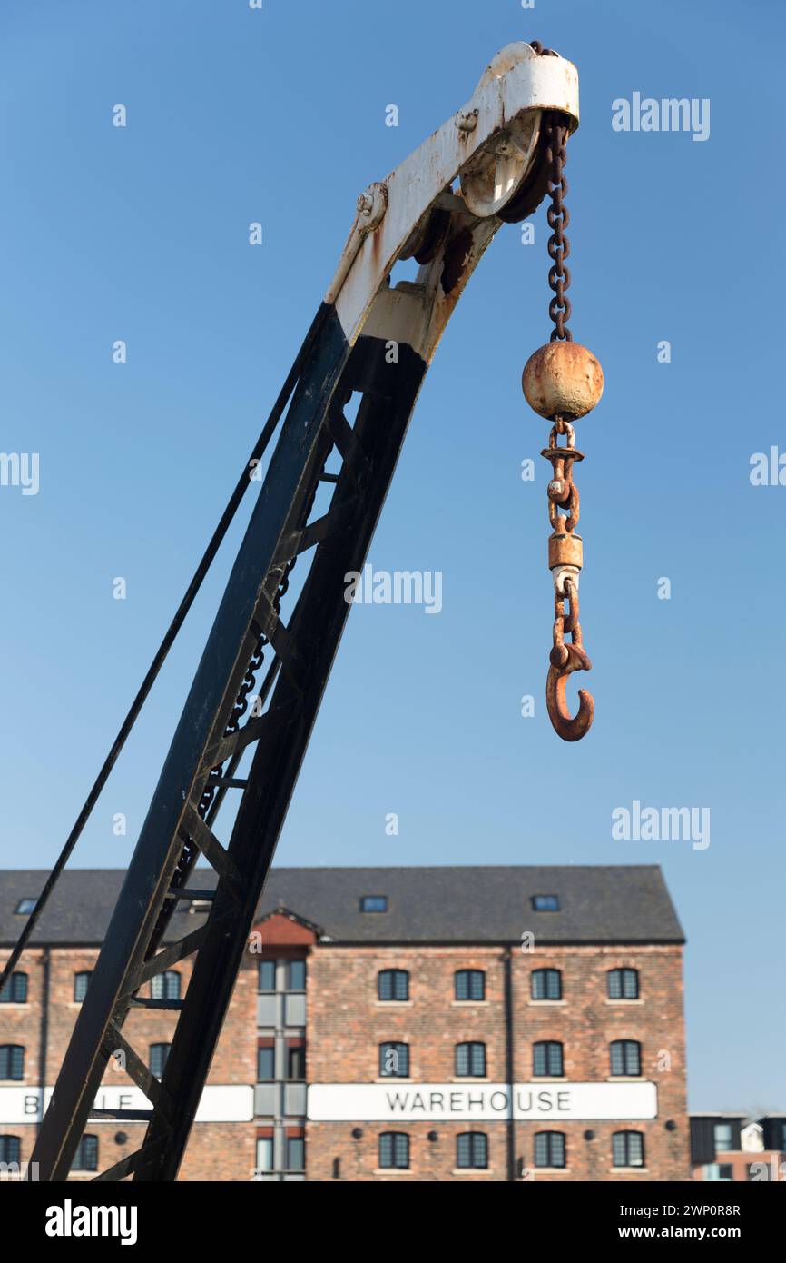 UK, Gloucester, lifting crane at the docks Stock Photo Alamy