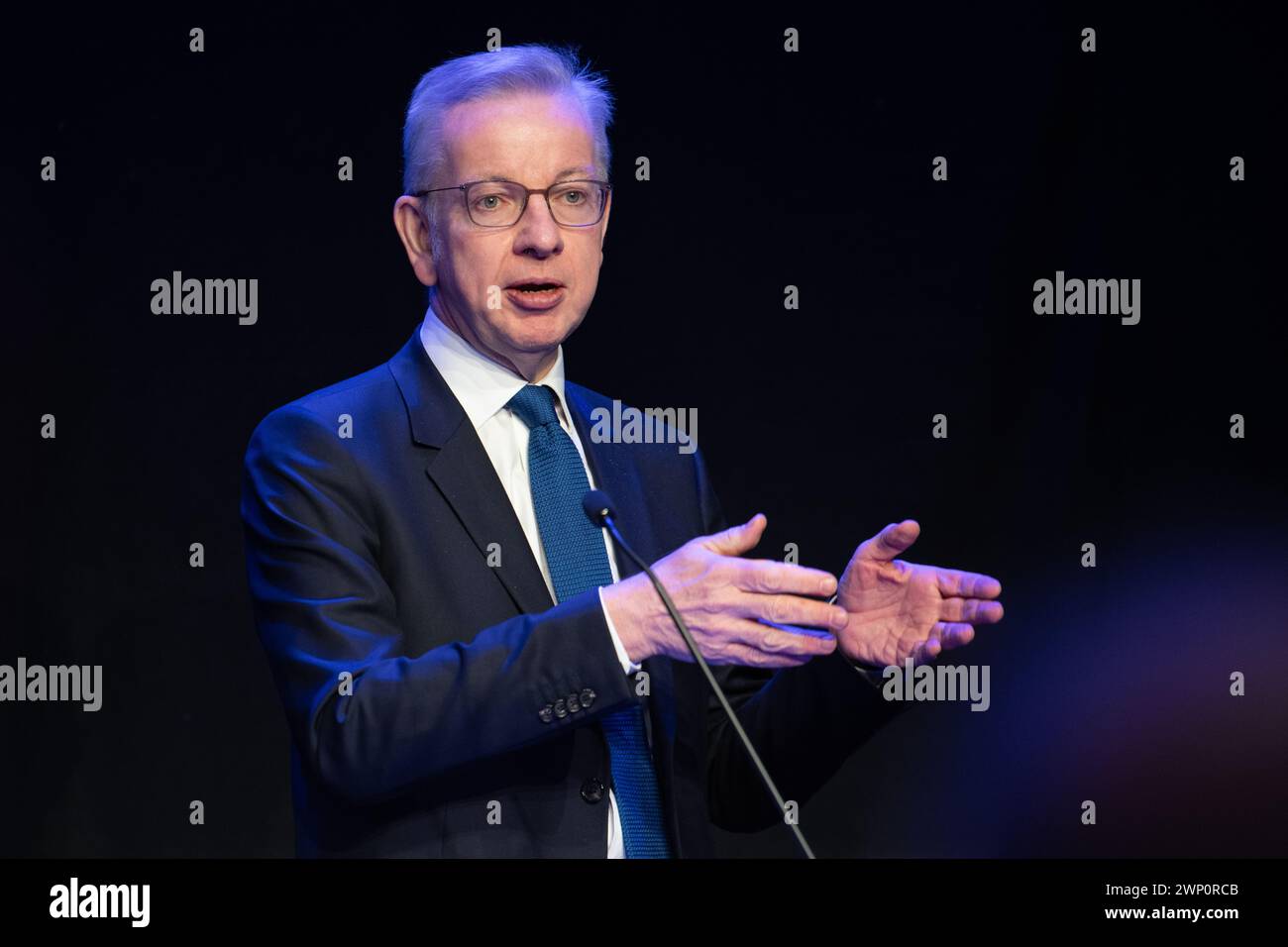 Michael Gove speaking at the Scottish Conservative Party Conference, Aberdeen, Scotland 2024 Stock Photo