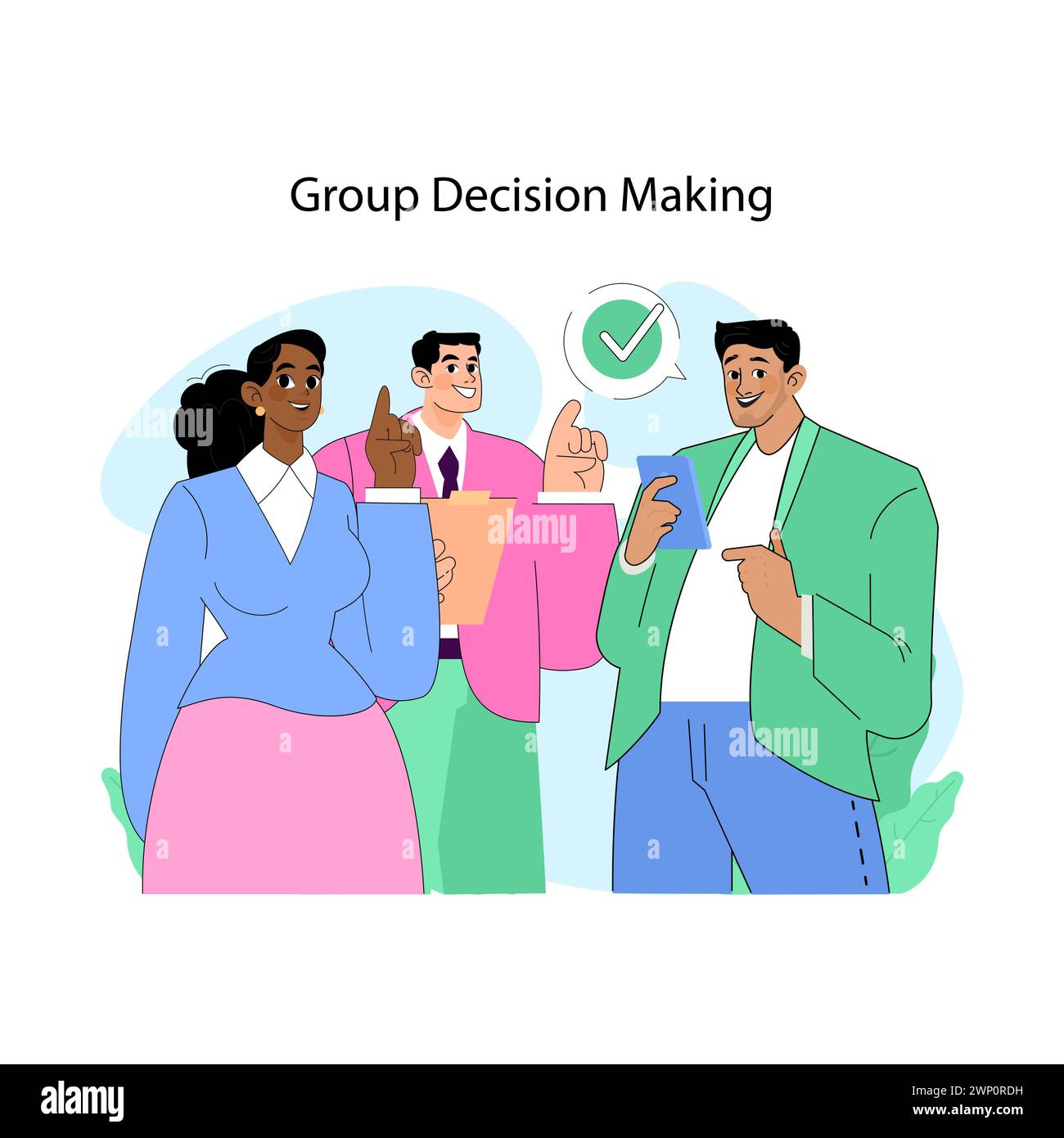 Group decision making concept. Diverse team of men and woman ...