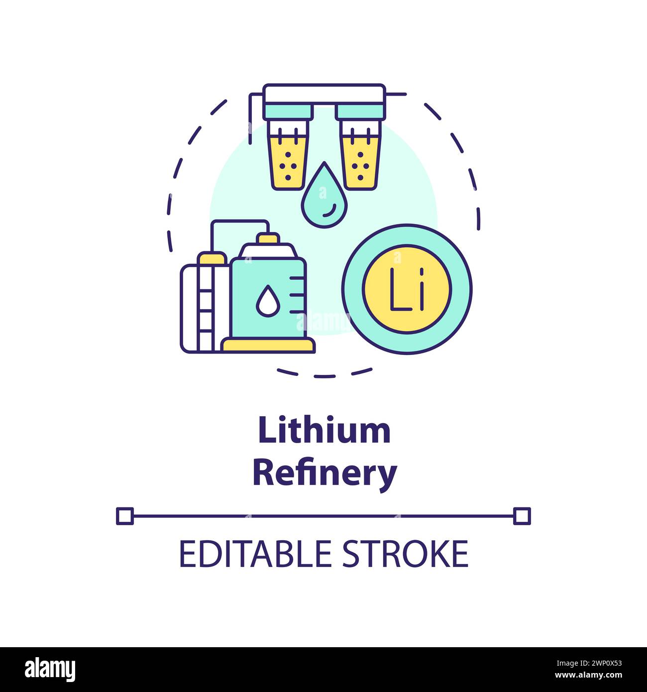 Lithium refinery multi color concept icon Stock Vector