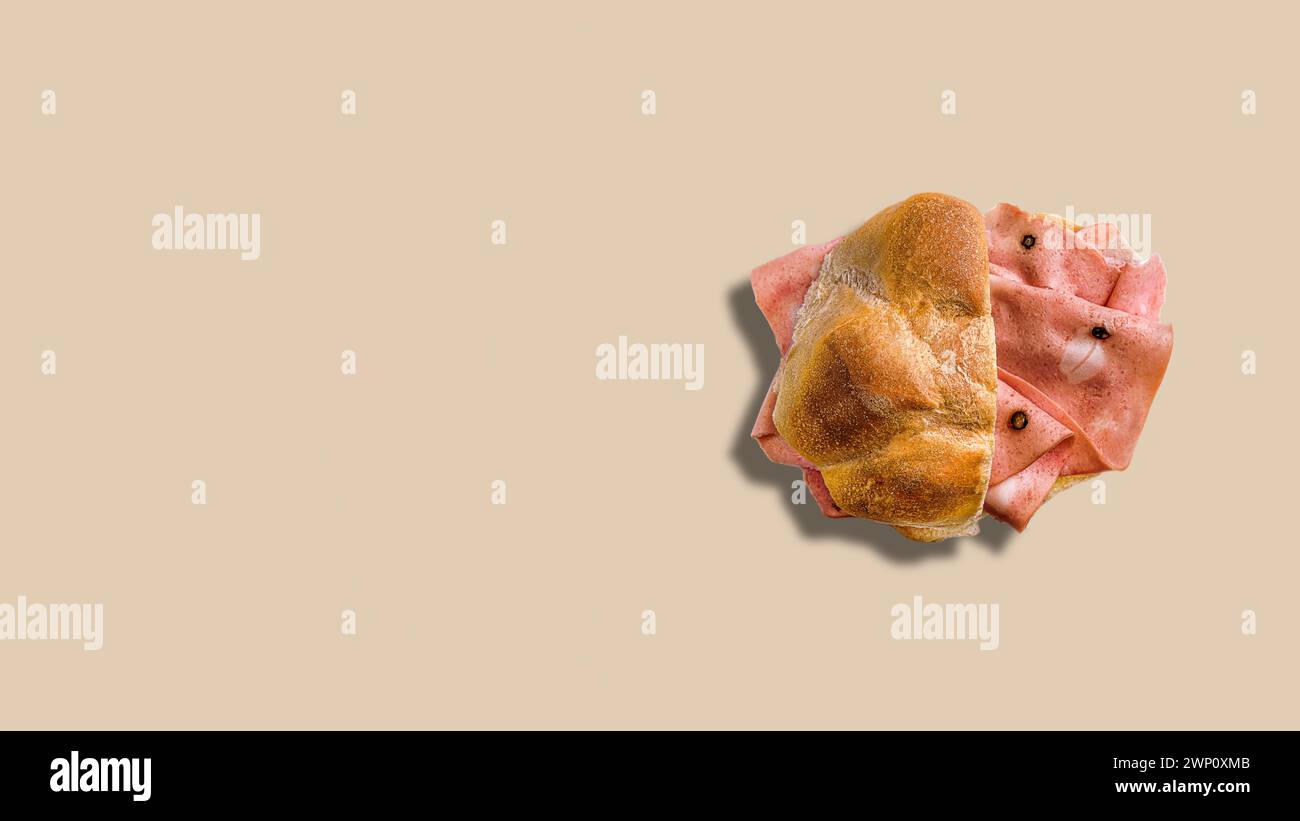 A sandwich with a typical Italian cured meat called mortadella Stock Photo