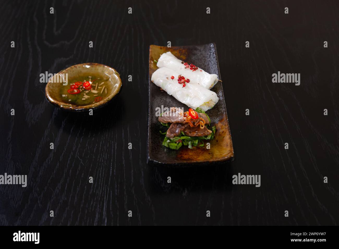 Banh uot long ga, wet rice cake with chicken giblet, vietnamese food