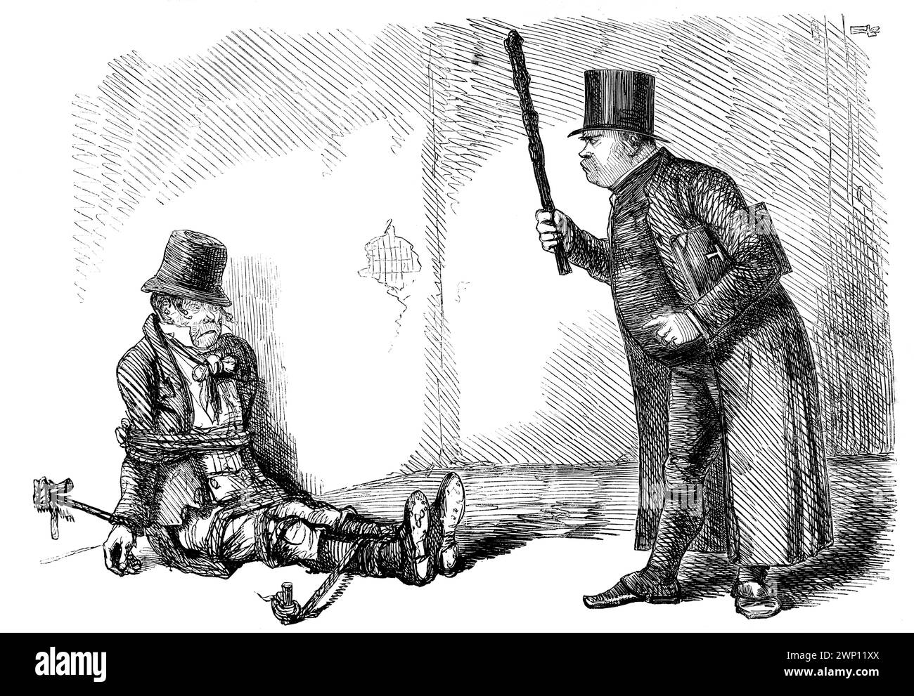 Reasoning with an Irish Free and Independent, political cartoon from 1852 Punch Magazine Stock Photo