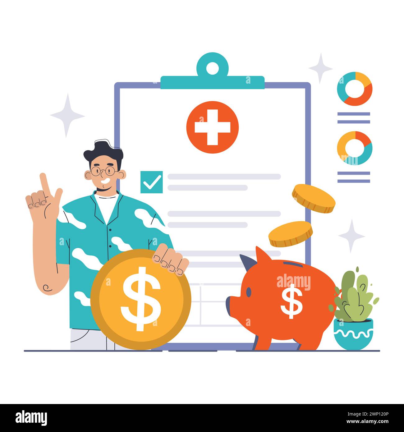 Healthcare deductible concept. A smiling doctor explains the importance