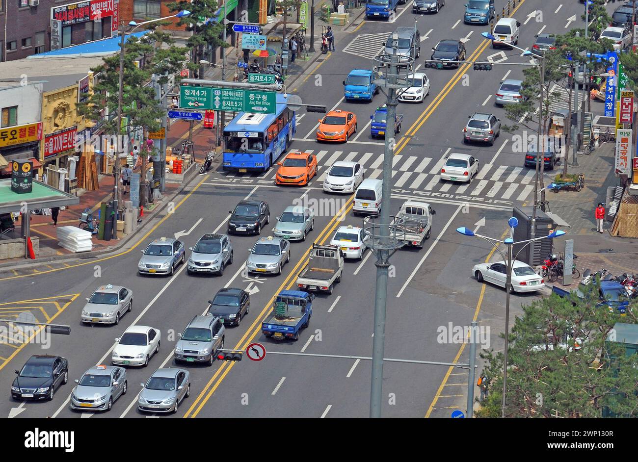 traffic jam, Euljiro 4 avenue, Seoul South, Korea Stock Photo