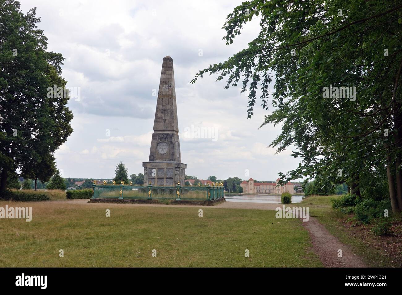 Rheinsberger Obelisk, Brandenburg, Deutschland, Rheinsberg Stock Photo