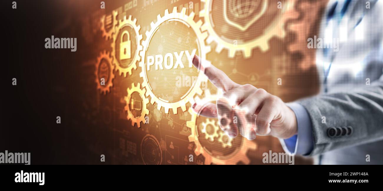Proxy server. Internet Cyber security network concept on virtual screen ...