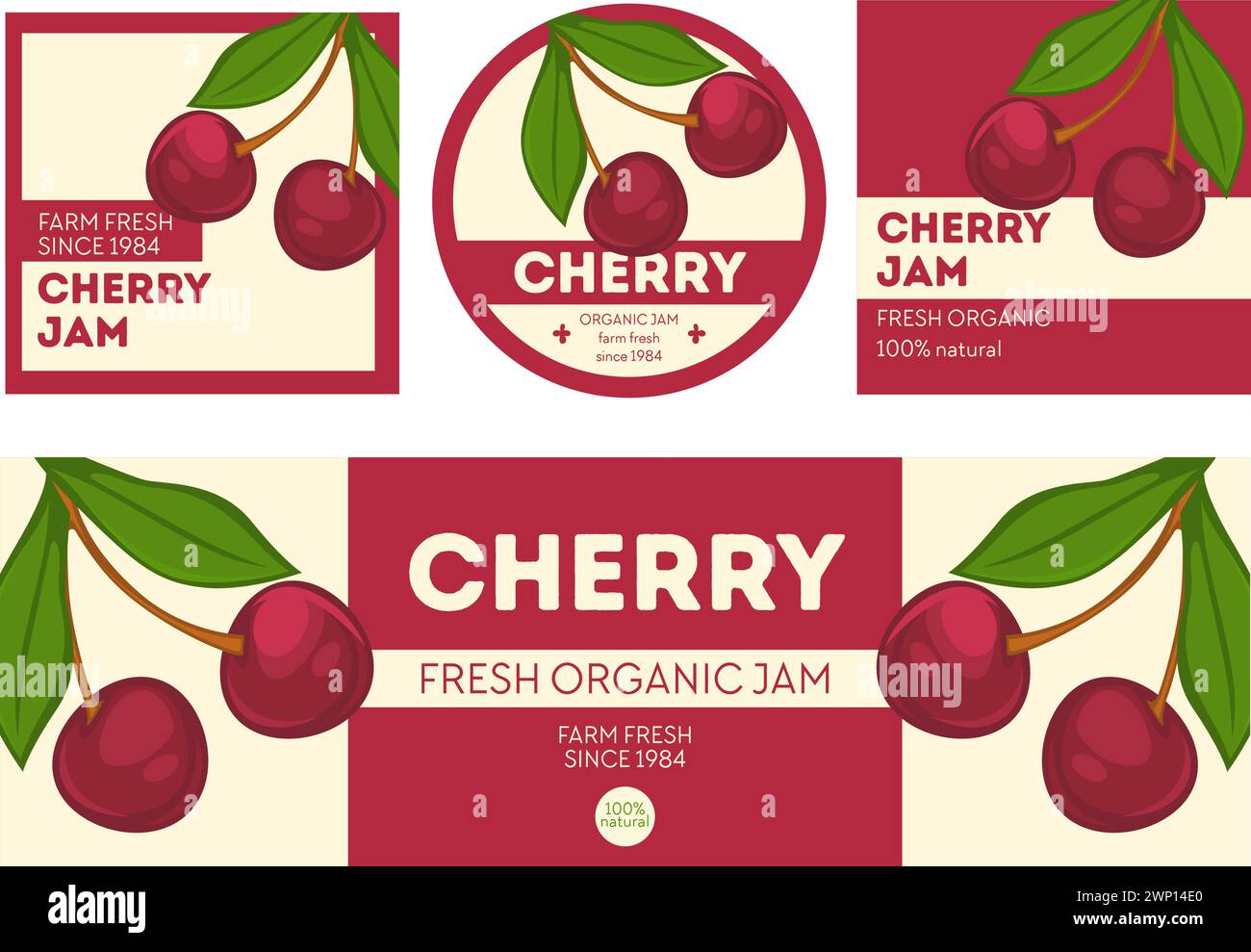 Succulent Cherry Jam Vector Label Stock Vector Image & Art - Alamy