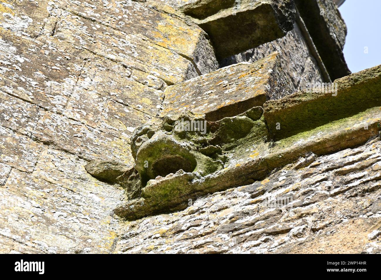 carving details on Ruins of 15th century Oxfordshire manor house Minster Lovell Hall UK Stock