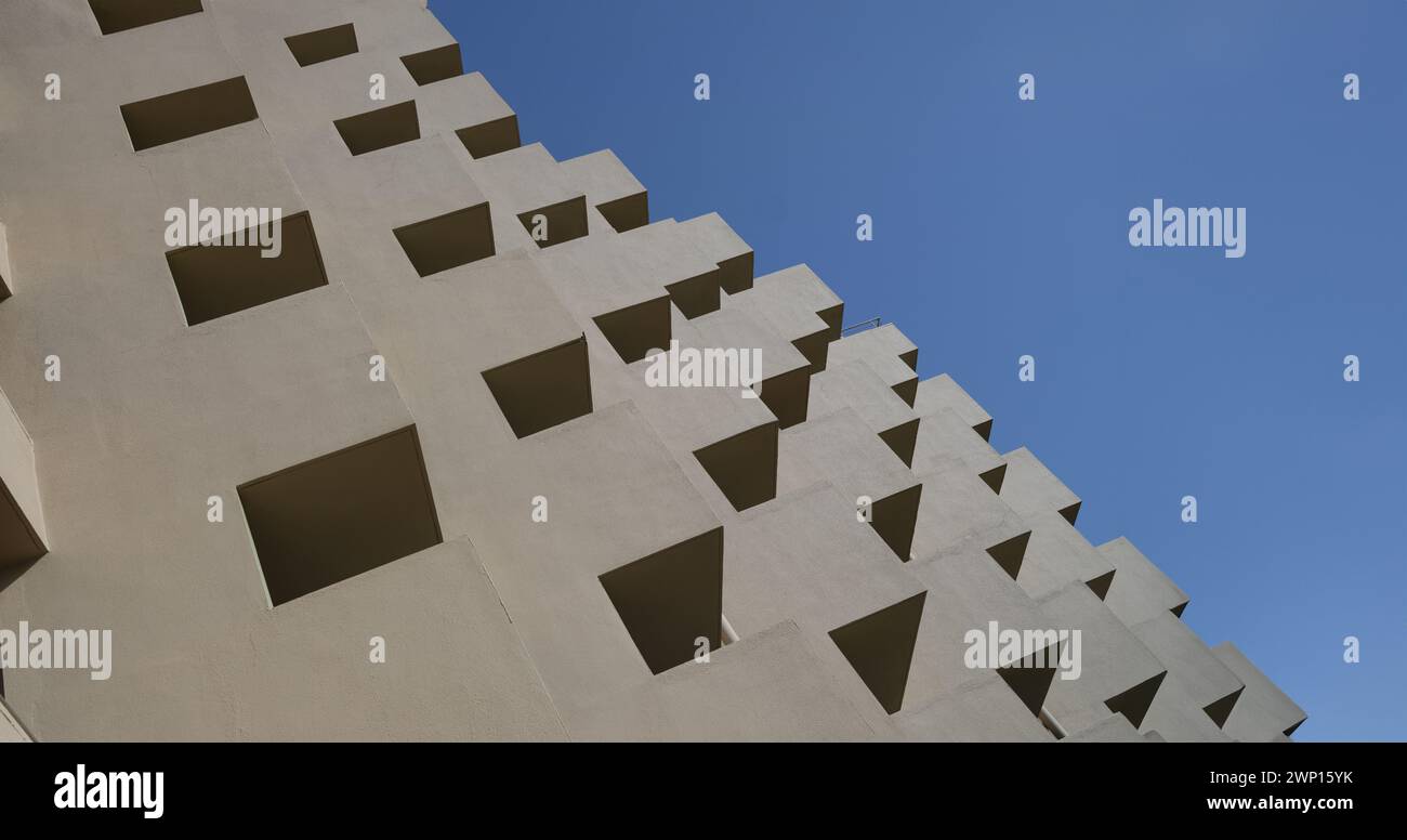 Modern facade of a residential building with large balconies Stock ...