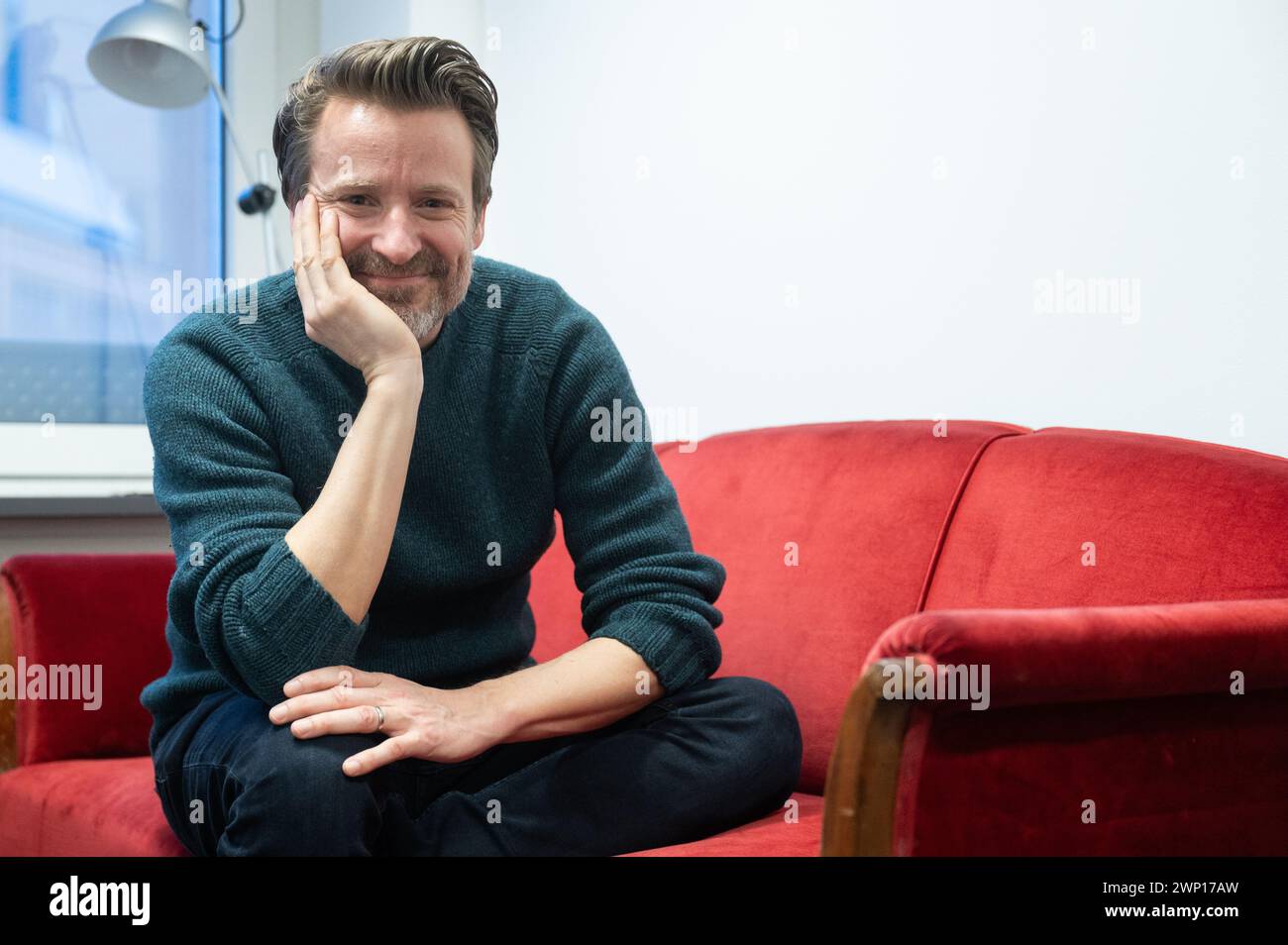 Berlin, Germany. 04th Mar, 2024. Max von Pufendorf, actor, sits on a