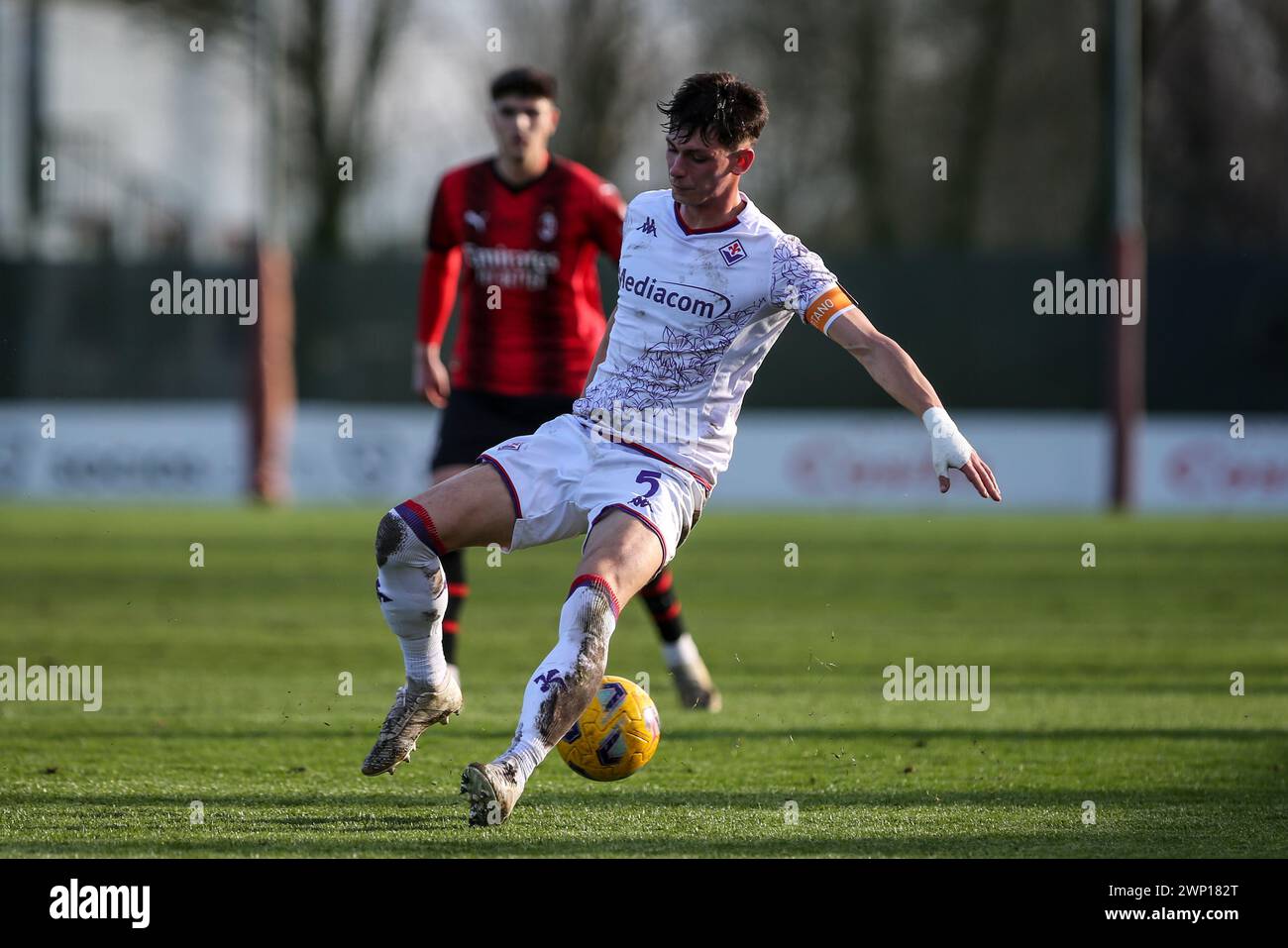 Milan, Italy, 04th March 2024. Christian Biagetti during the match between Milan and Fiorentina for Primavera 1 Championship at CS Vismara, Milan. Cre Stock Photo