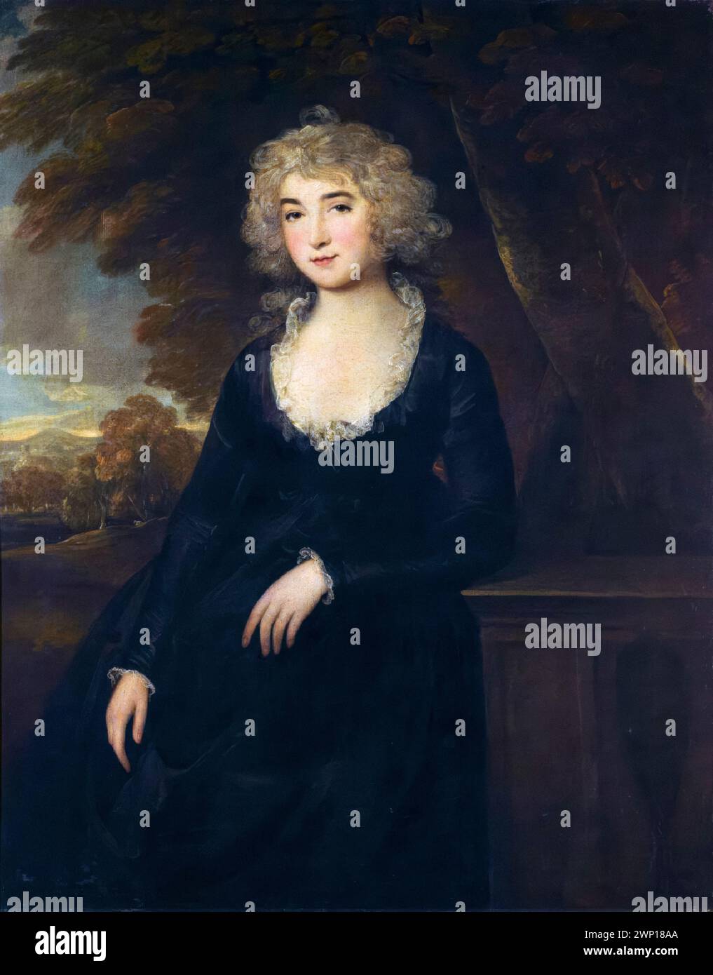 Frances Villiers, Countess of Jersey (née Twysden, 1753-1821), British courtier and Lady of the Bedchamber, mistress of George IV of the United Kingdom, portrait painting in oil on canvas by Thomas Beach, before 1806 Stock Photo