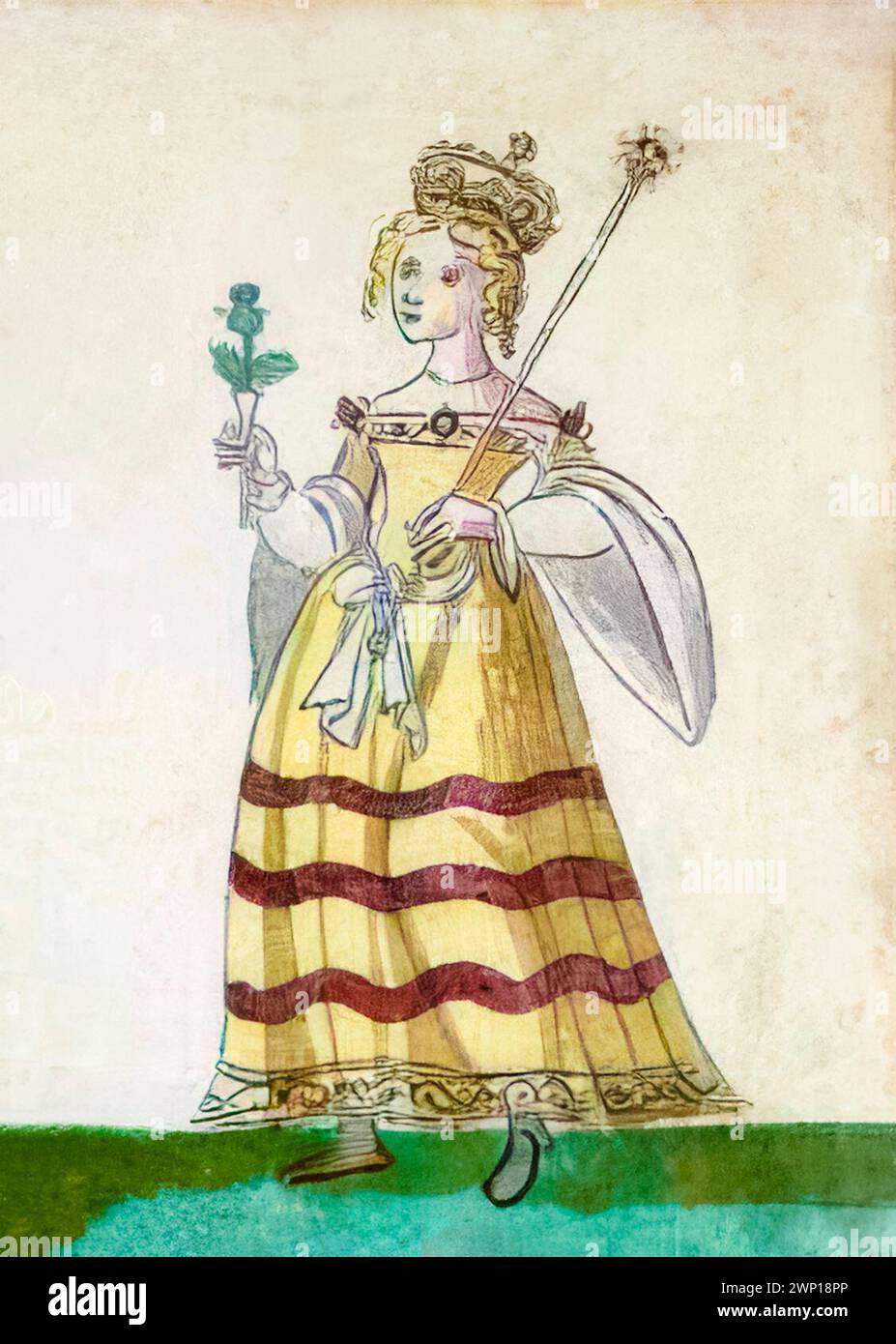 Anabella Drummond (circa 1350–1401) Queen Consort of Scotland 1390-1401 as the wife of Robert III of Scotland, illuminated manuscript portrait painting, circa 1562 Stock Photo