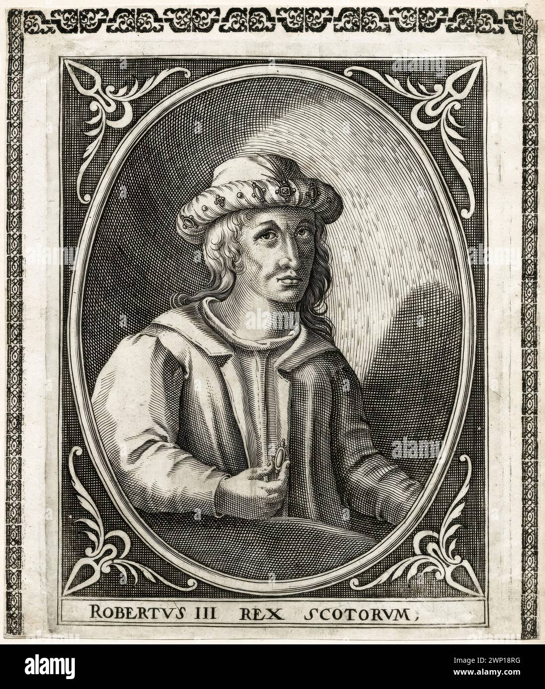 Robert III of Scotland, (circa 1337-1406), born John Stewart, King of Scots, 1390-1406, portrait engraving, circa 1602 Stock Photo