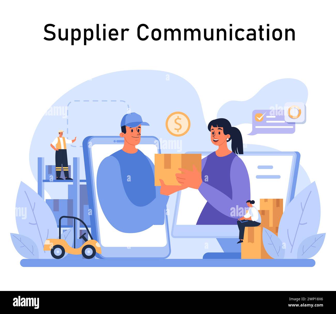 Supplier Communication concept. Seamless interaction in the supply ...