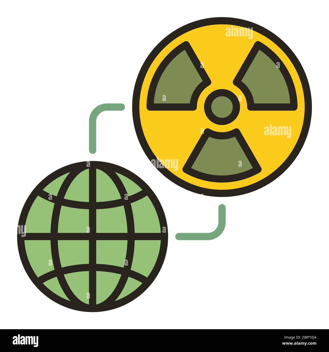 Nuclear Bomb in Space and Earth Globe vector concept colored icon or design element Stock Vector