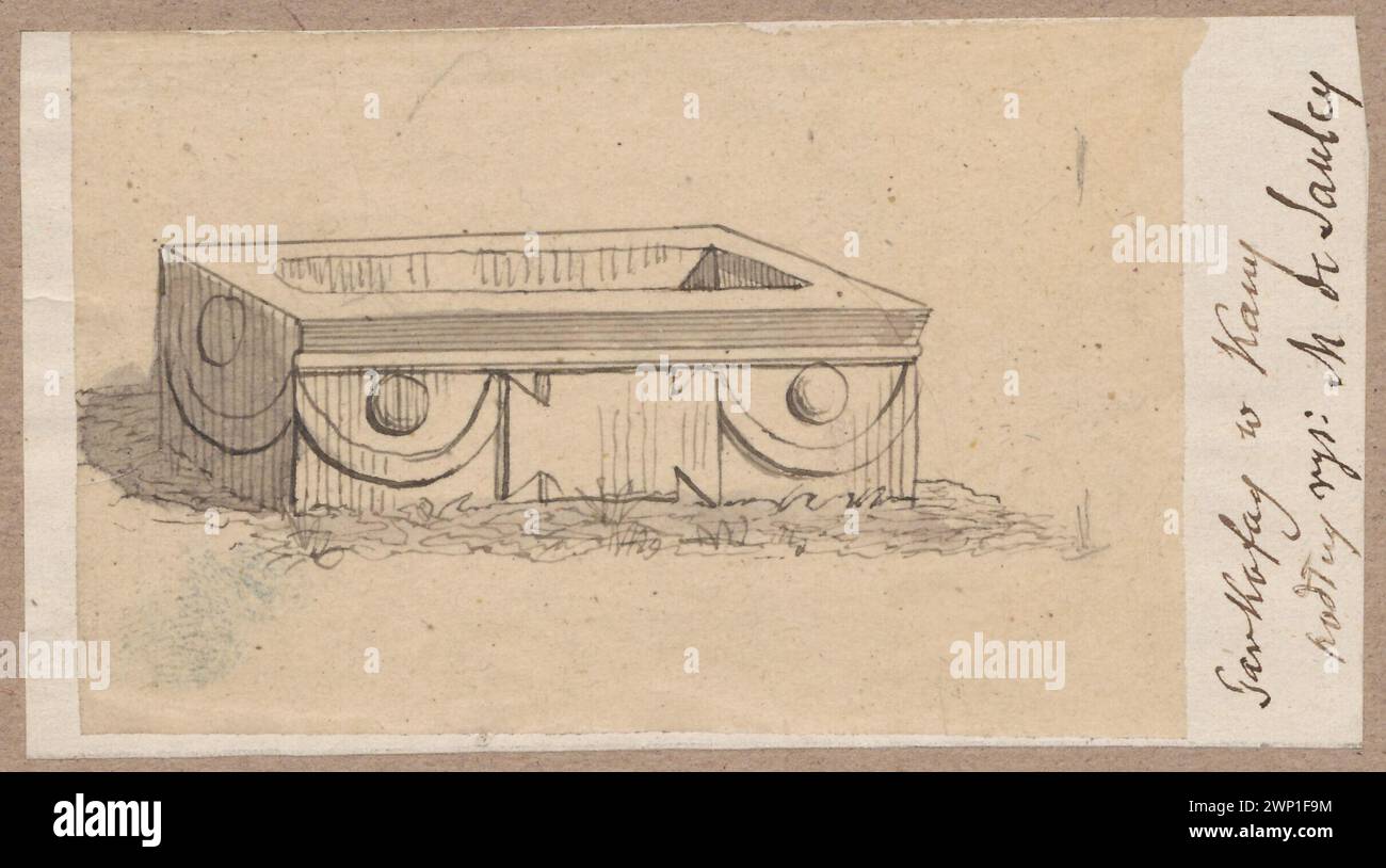 Palestine. Sarcophagus in Kana, according to the drawing of M. de Saulcy; Lesser, Aleksander (1814-1884); 1830-1884 (1830-00-00-1884-00-00);Israel, Lesser, Aleksander (1814-1884), Lesser, Aleksander (1814-1884) - collections, Lesser, Emiljan Stanisław (Baron - 1847-1912), Lesser, Emiljan Stanisław (Baron - 1847-1912) - collection, lesser, Wiktor Stanisław Zygmunt (Baron - 1853-1935), Lesser, Wiktor Stanisław Zygmunt (Baron - 1853-1935) - collection, Palestine, architecture, foreign architecture, gift (provenance), tombs, judaica, sarcophagi Stock Photo