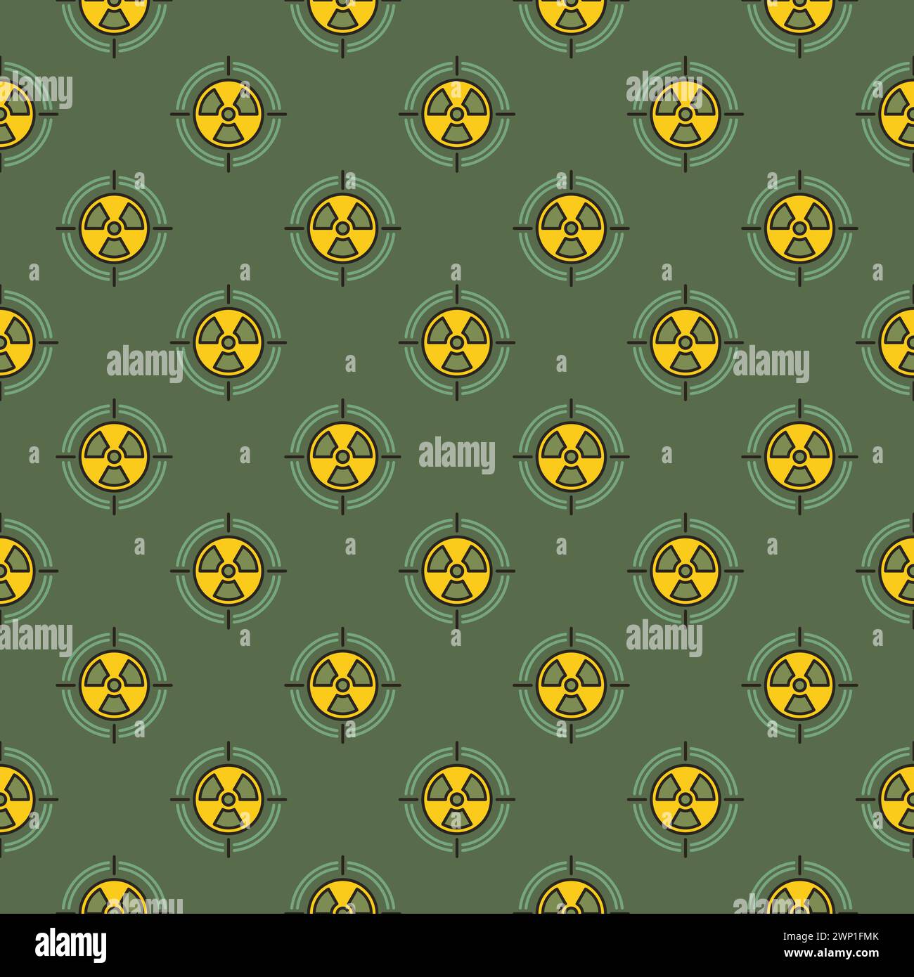 Radiation symbol inside Target vector concept colored seamless pattern Stock Vector