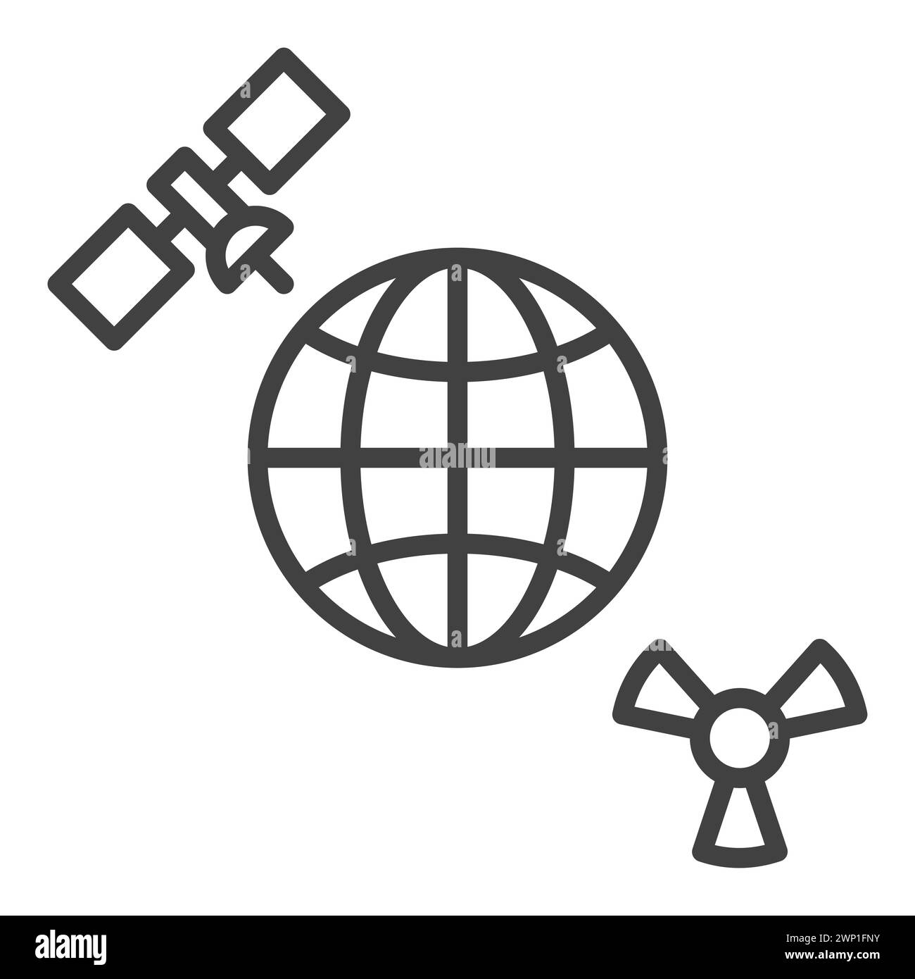Space-Based Nukes with Earth and Satellite vector concept icon or sign 